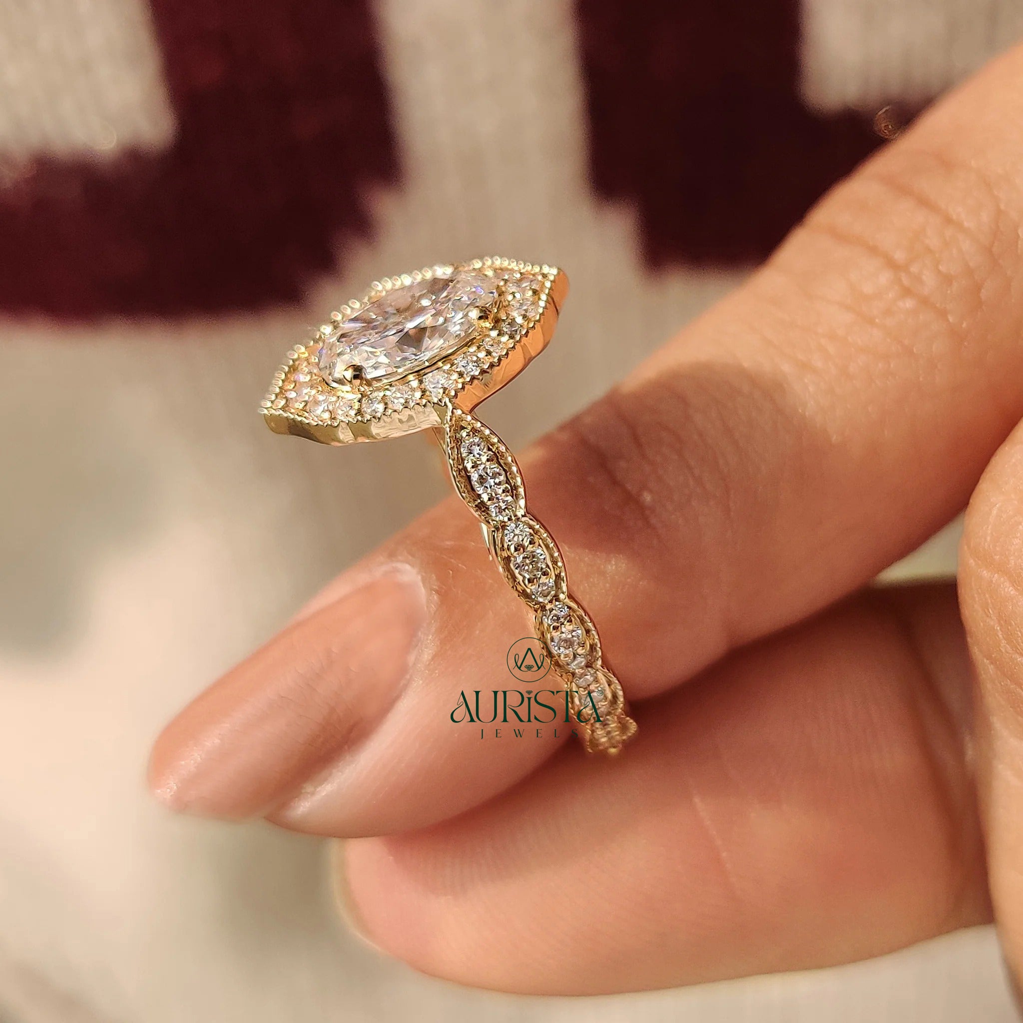 Elegant Oval Cut Diamond Ring with Sparkling Side Stones