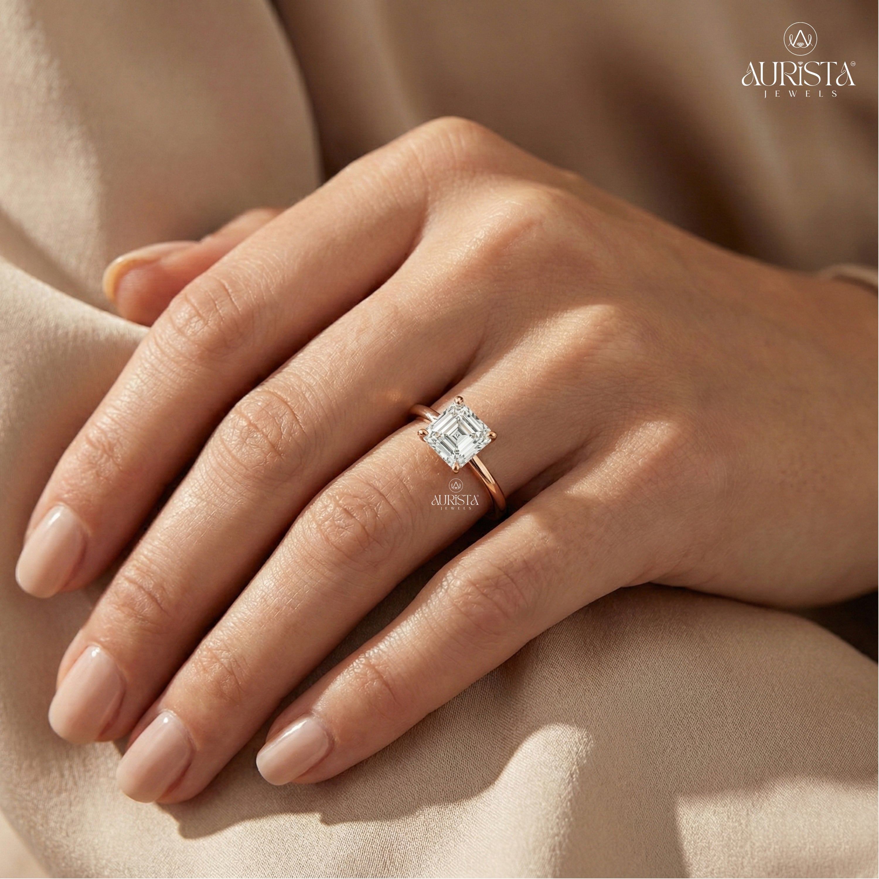 Forever Bound – White Gold Ring with Asscher Diamond