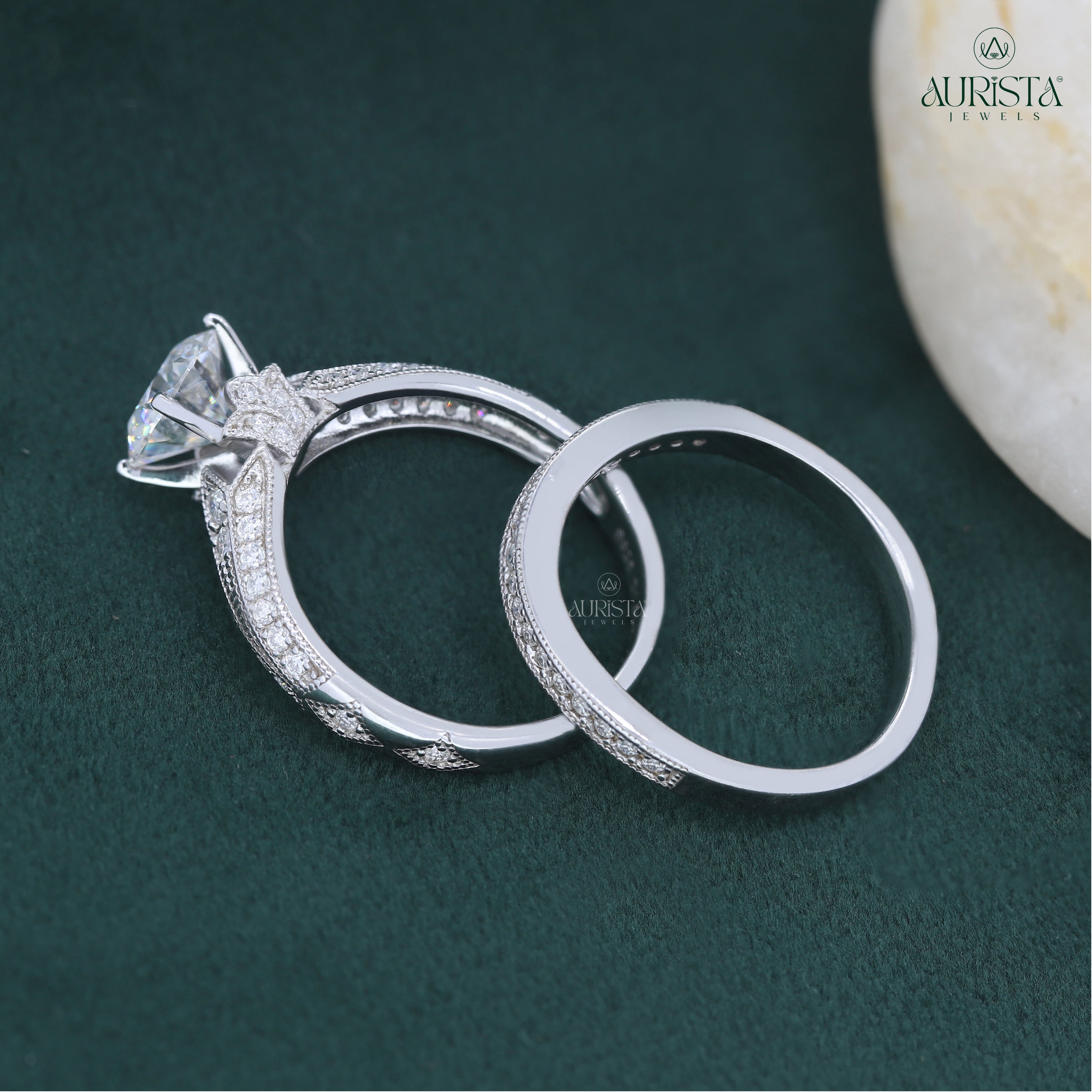 Eternal Touch – Custom Round White Diamond Ring With Band