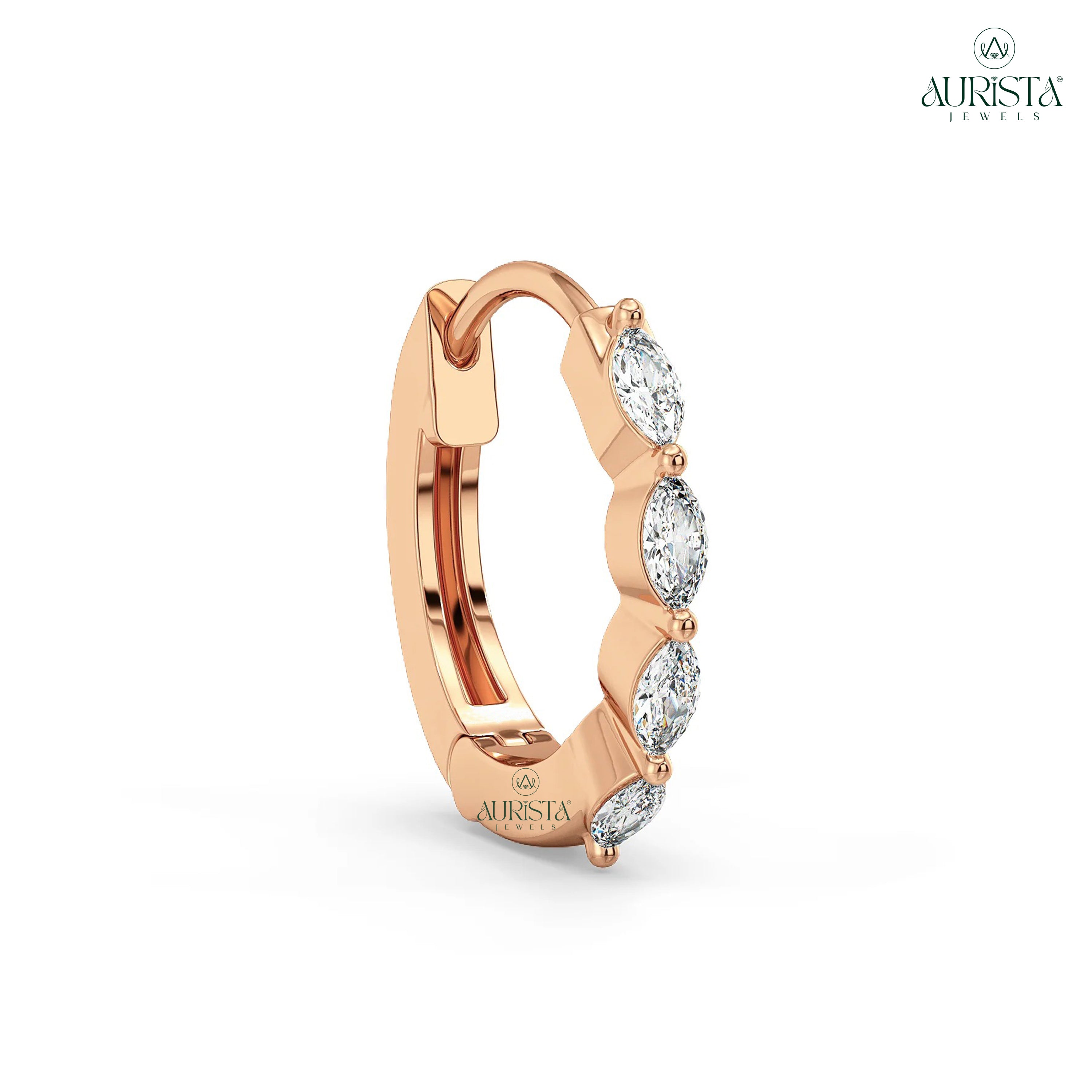 Forever Glow Rose Gold Marquise Diamond Nose Pin Ring