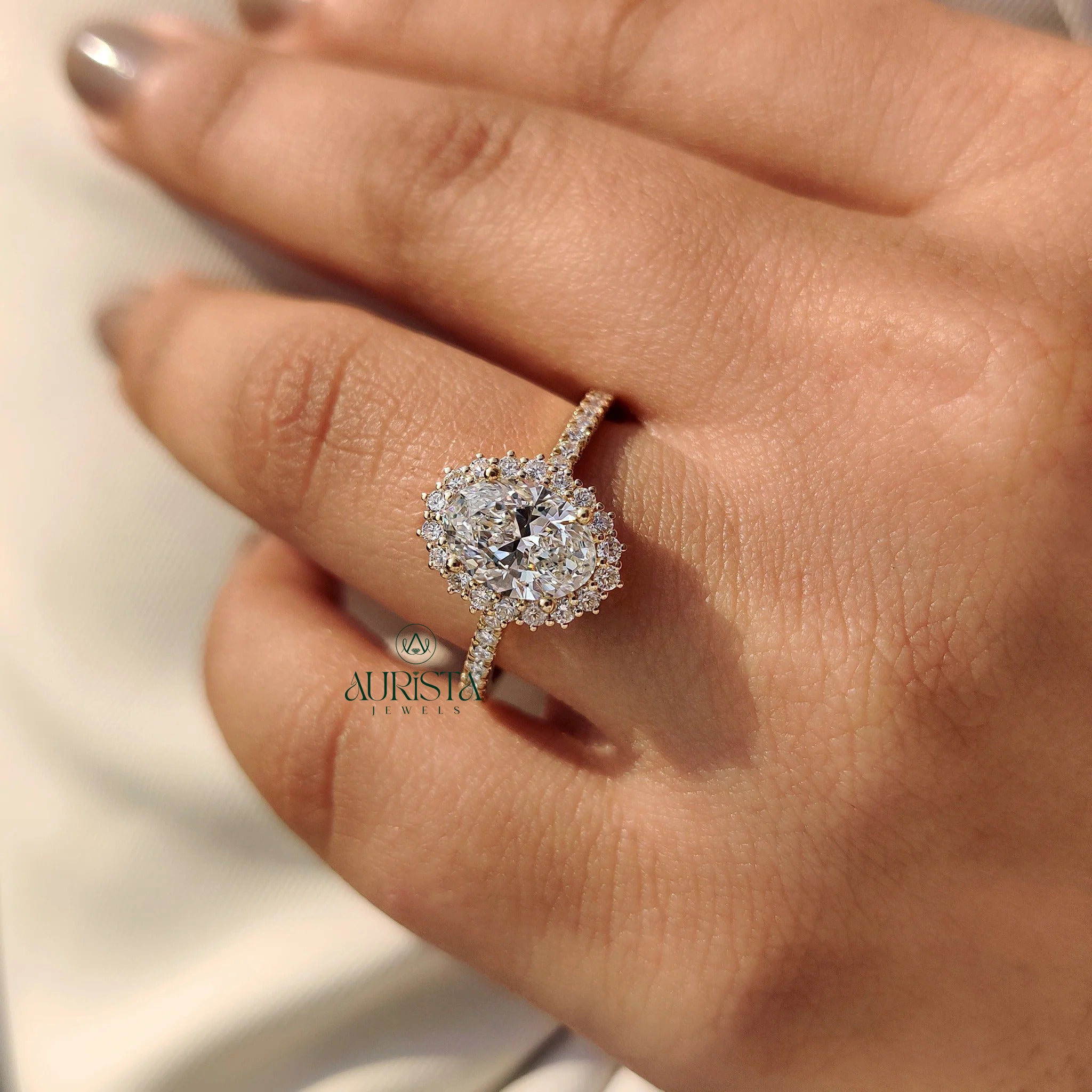 Timeless Oval Halo Ring with Luxury Pave Diamond Sparkle