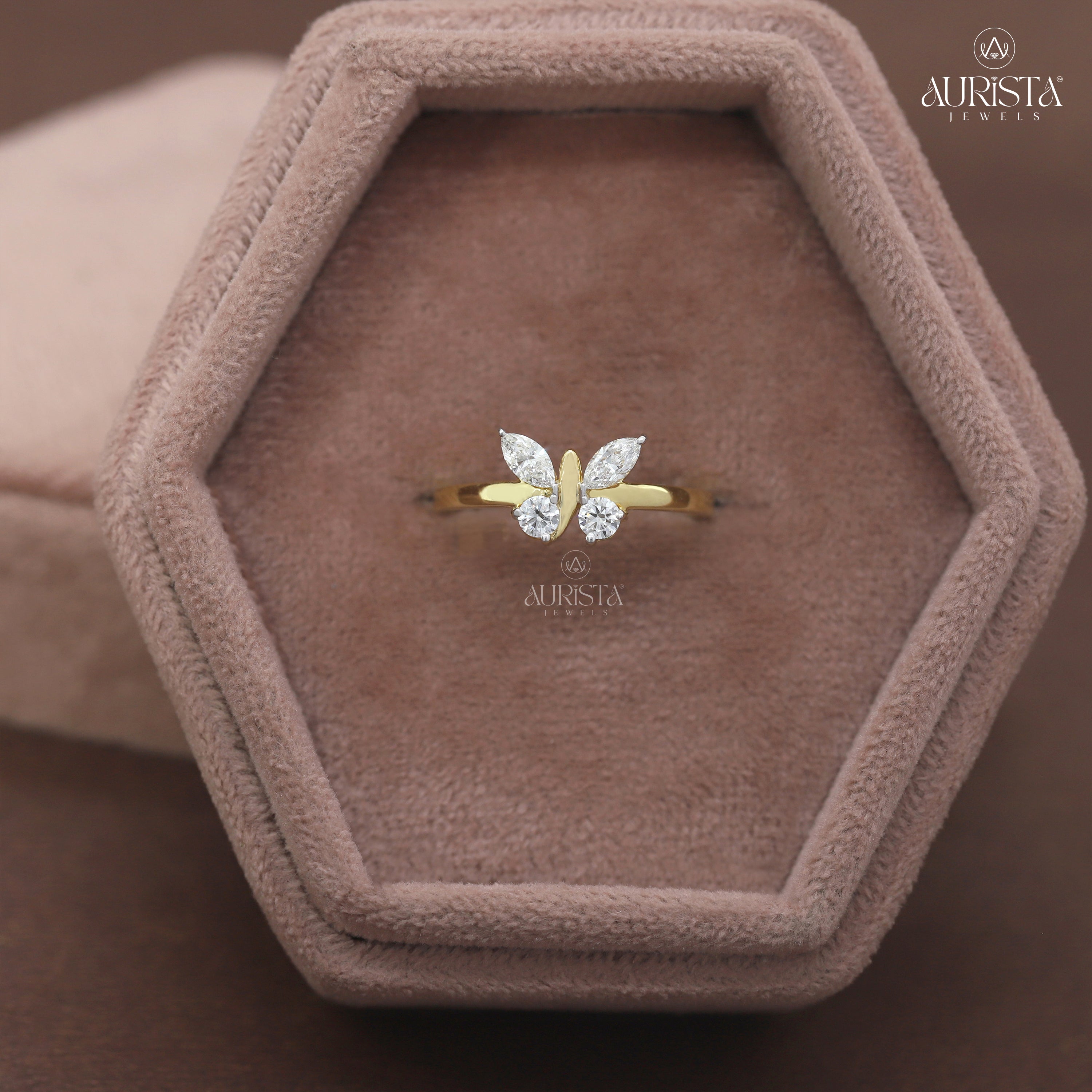 Wear Your Promise- Yellow Gold Band with Round And Marquise Diamond