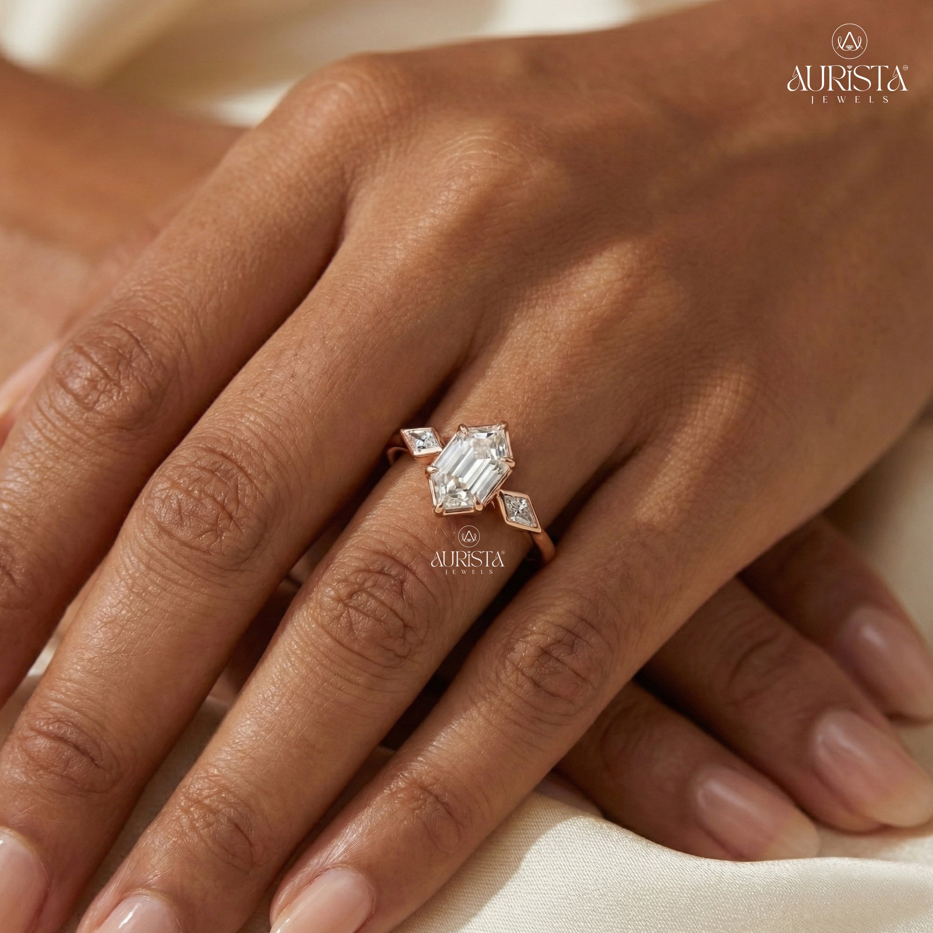 Promise Eternal – Rose Gold Ring with Hexagon Diamond