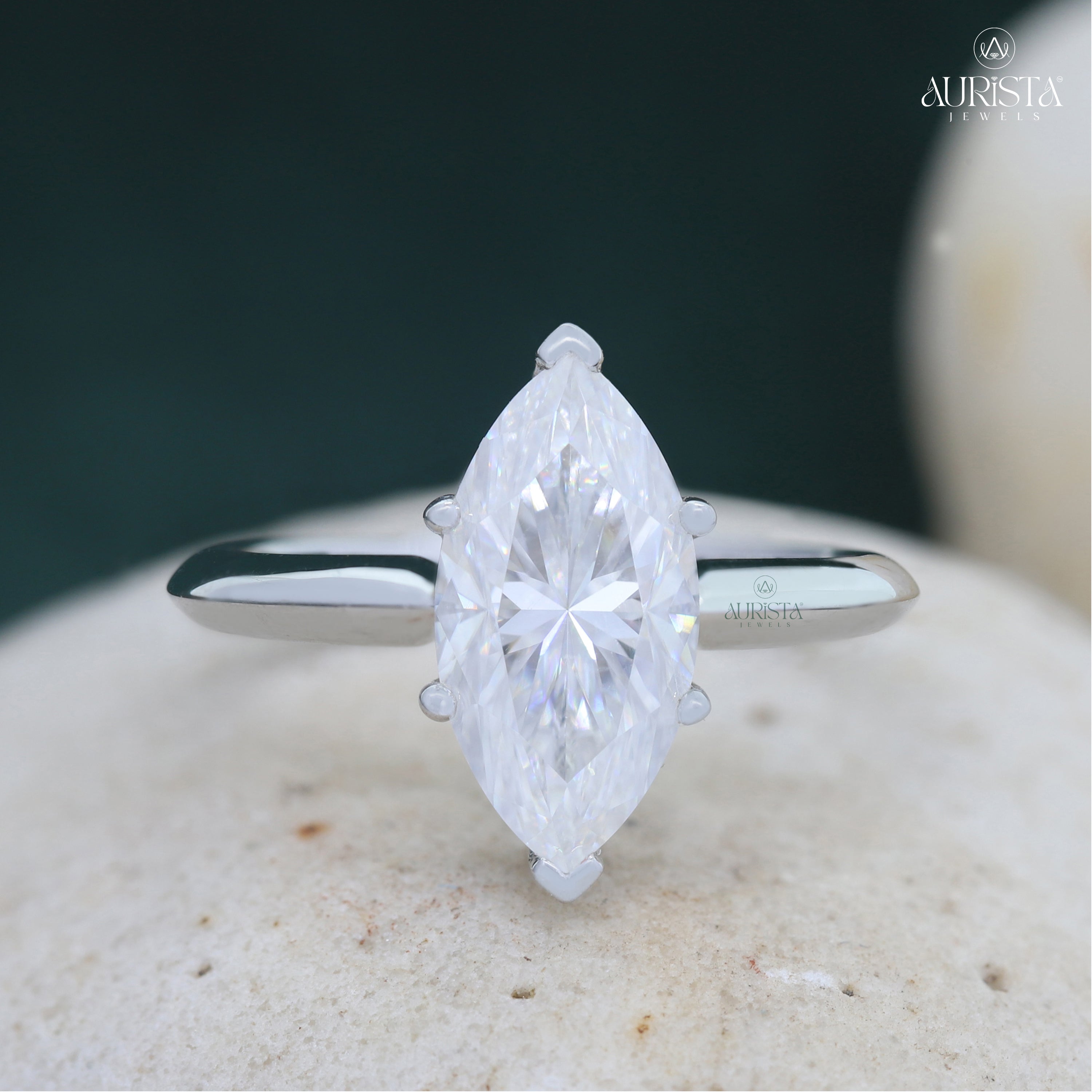 Marquise Cut Lab Grown Diamond Engagement Ring, 3.00 Carats, Solitaire Wedding Ring