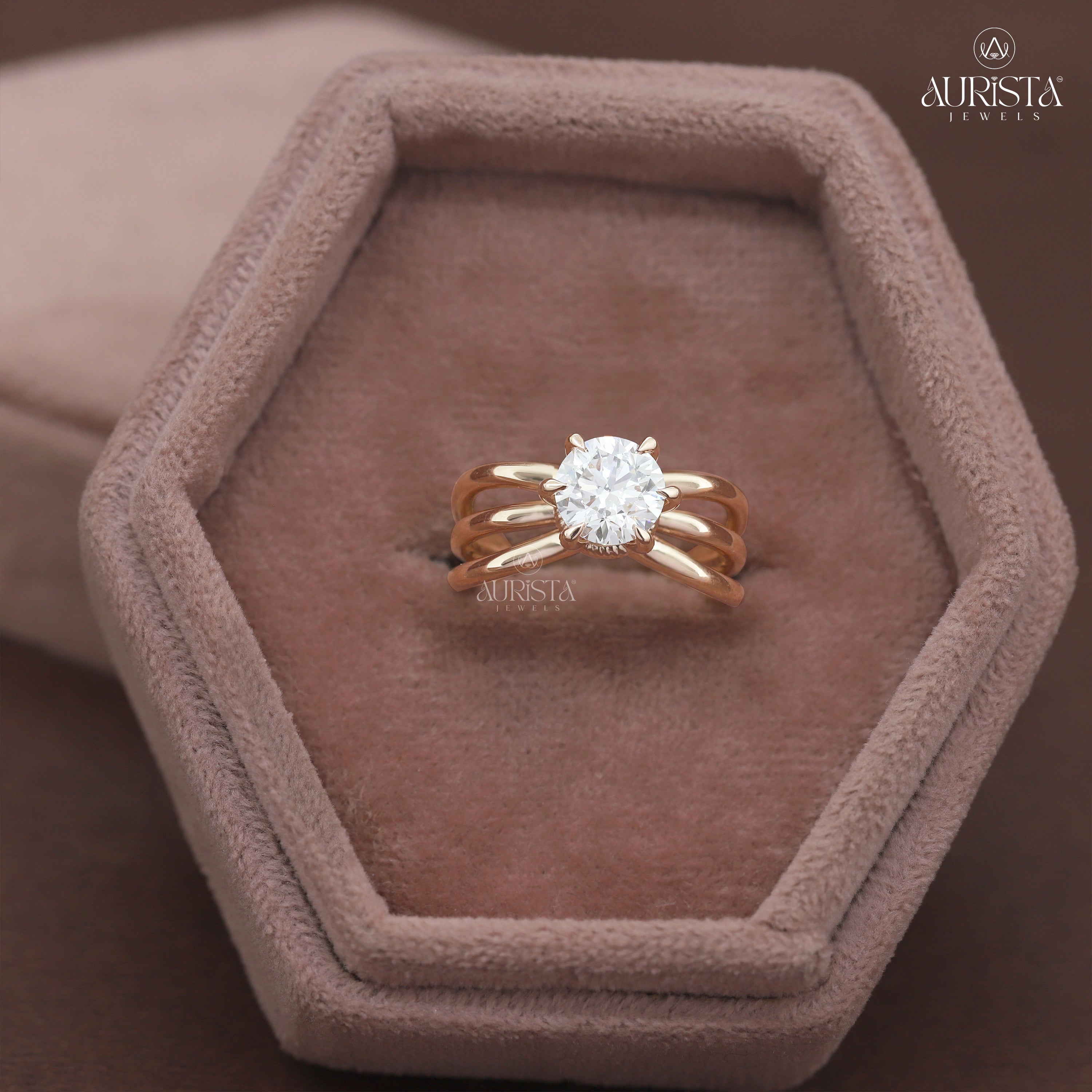 Forever Gleam – Rose Gold Band with Round Diamond