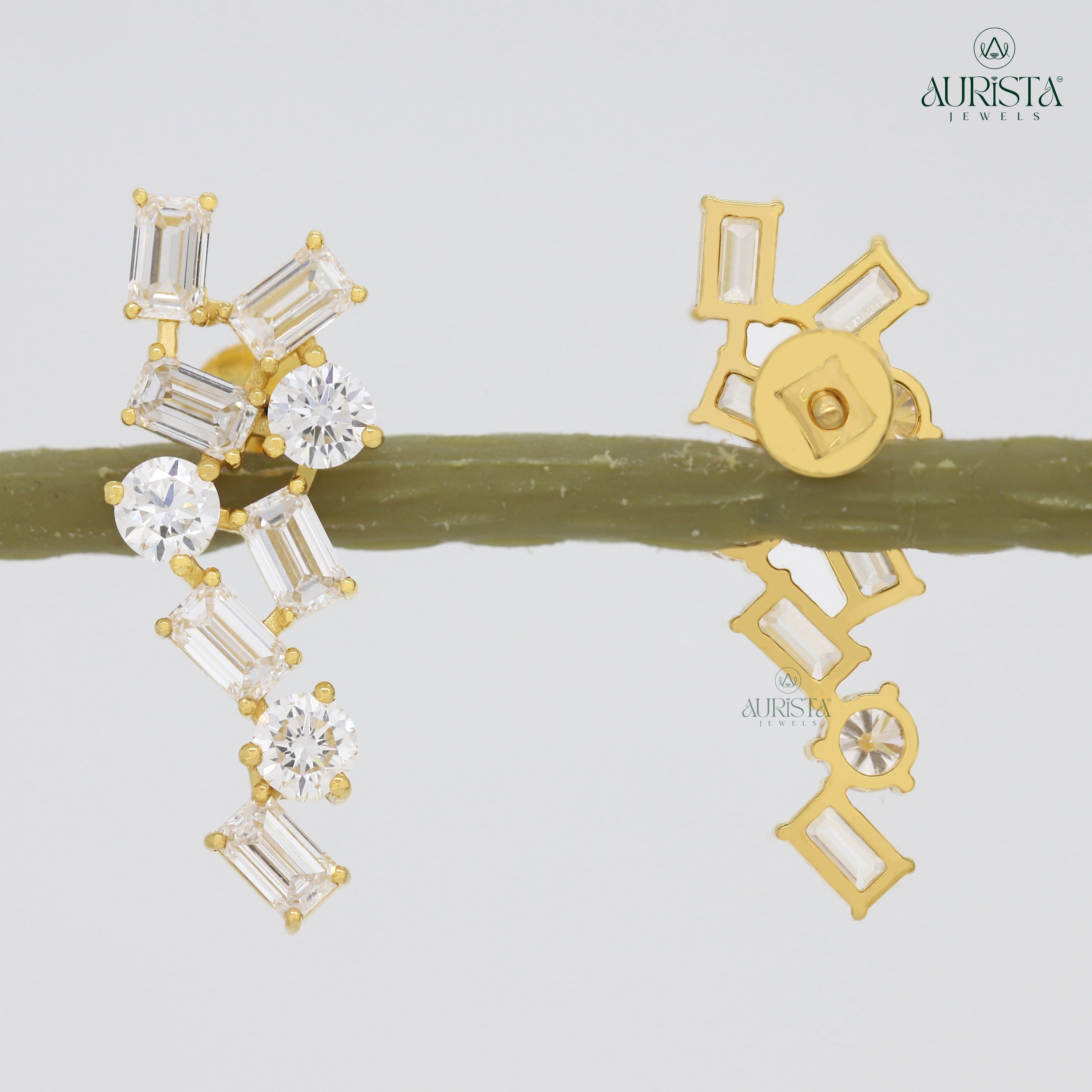 Crown Eternal – White Diamond Drop Earrings