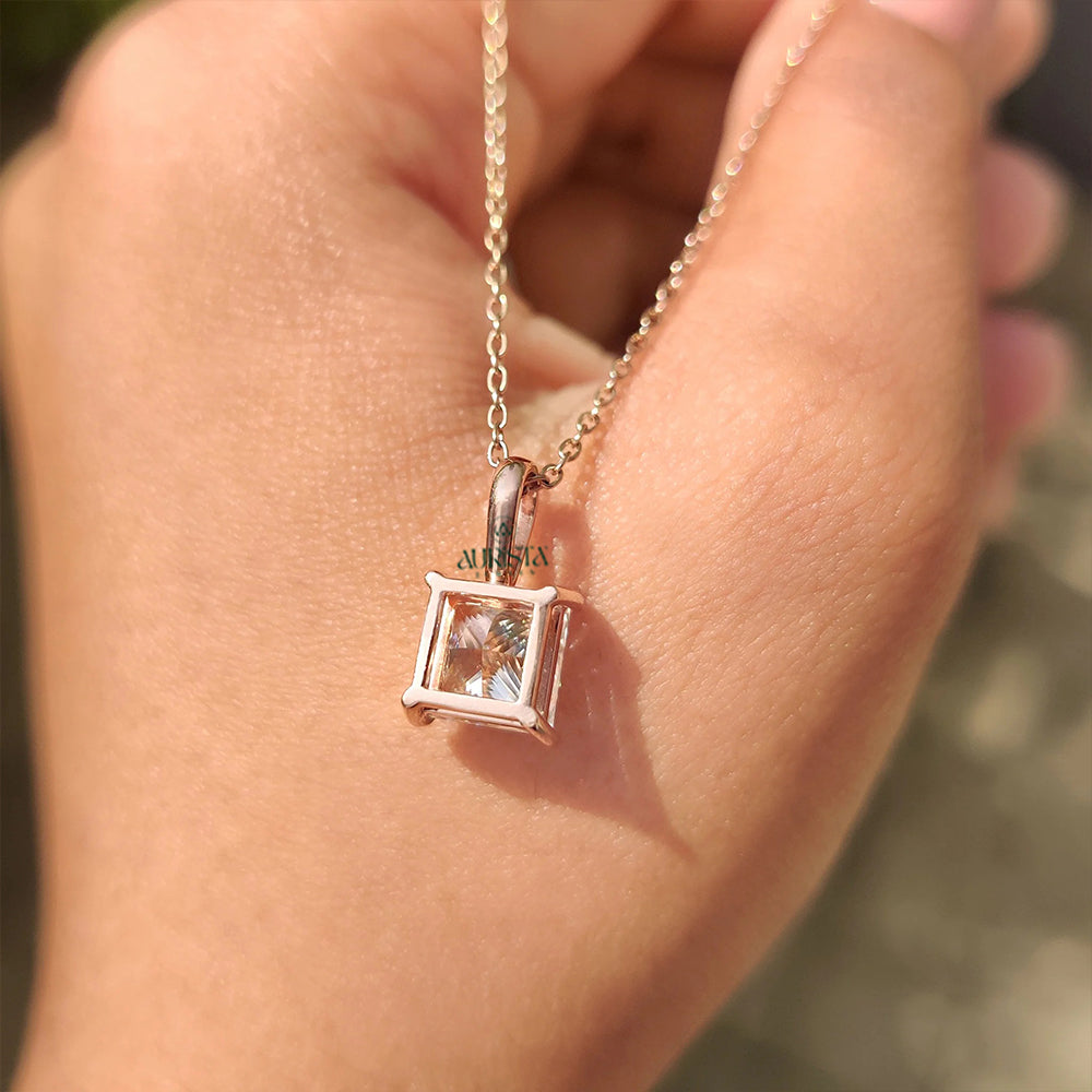 Forever Yours Princess Cut Diamond Pendant in Rose Gold