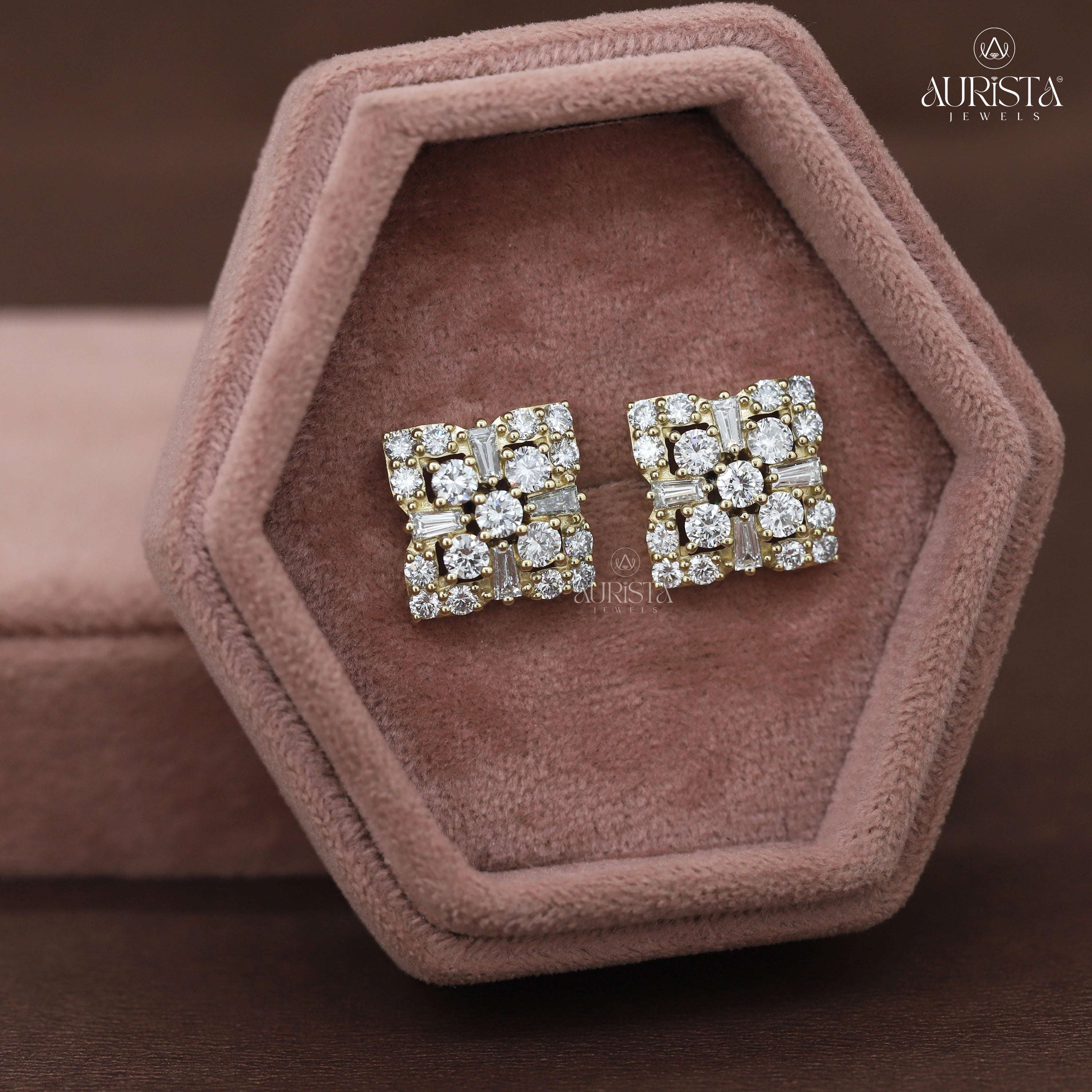 Timeless Vows – Yellow Gold Diamond Earrings