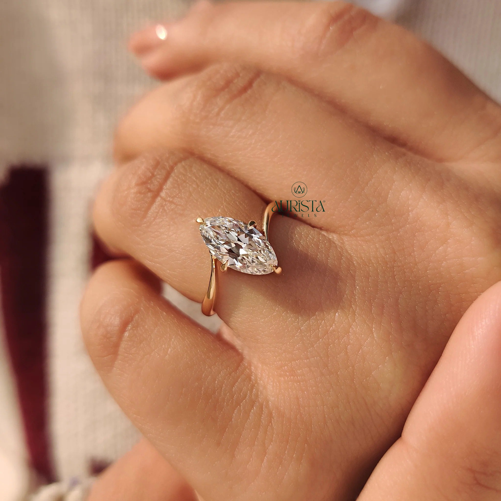 Marquise Diamond Solitaire Ring with Radiant Sparkle