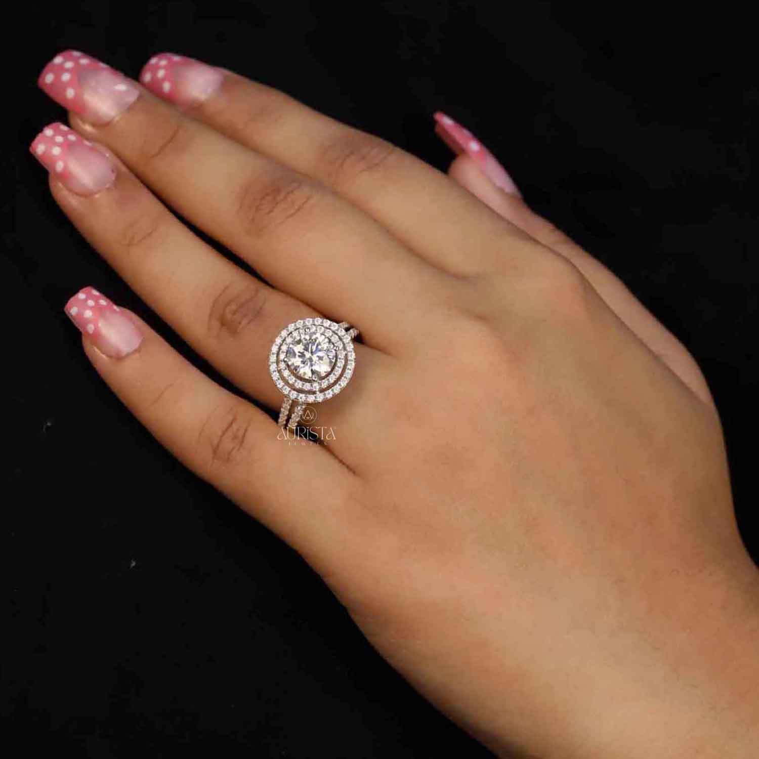 Gift of Love – Custom Round White Diamond Ring With Band