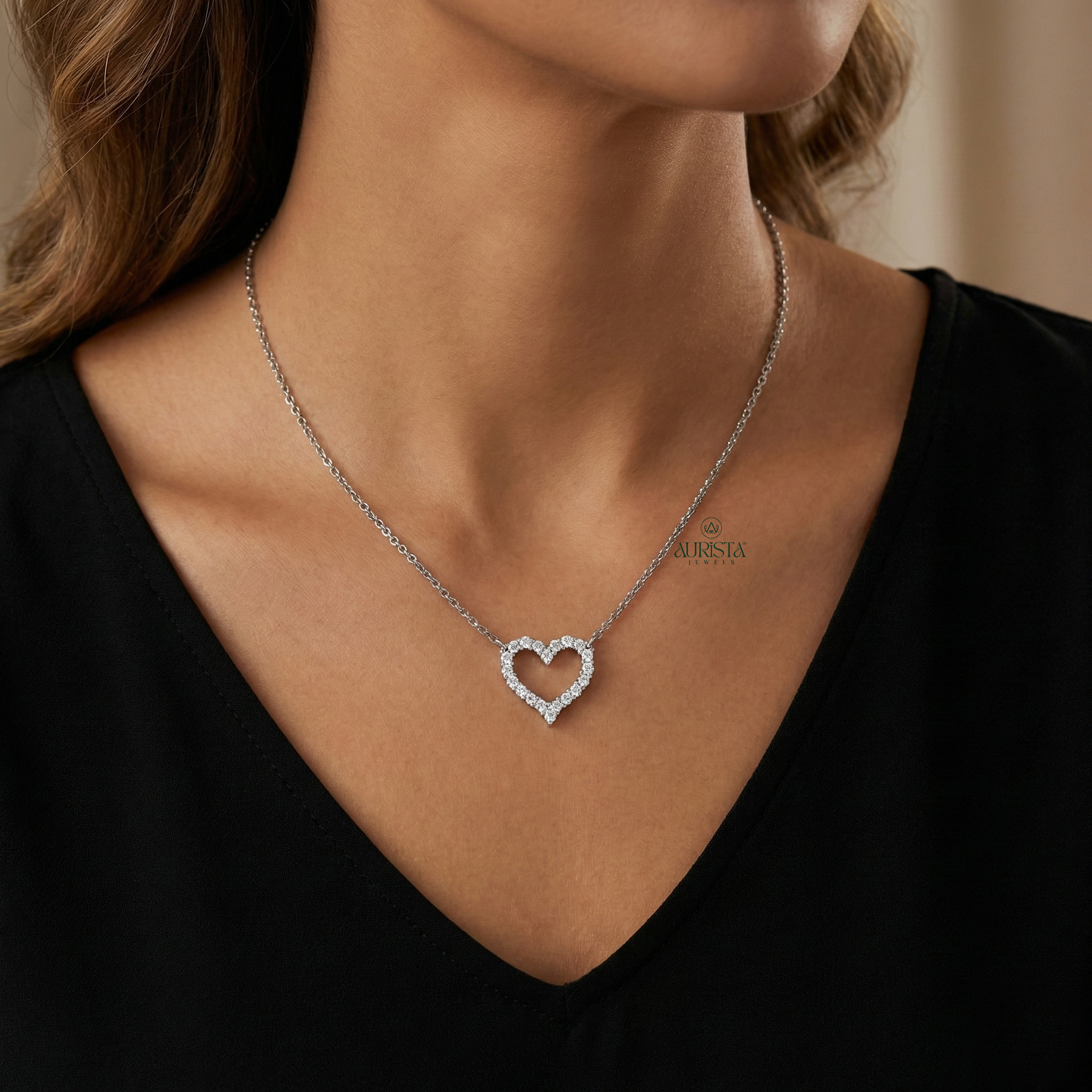 Hold Forever of Round Diamond Pendant in White Gold