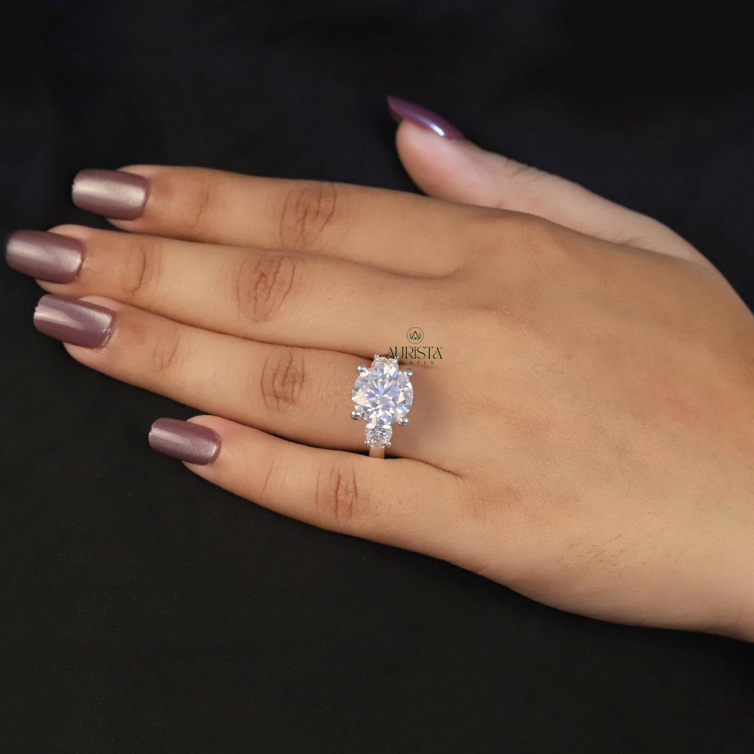 5 CT Lab Grown Diamond Three Stone Ring, Round Cut Anniversary Gift Ring
