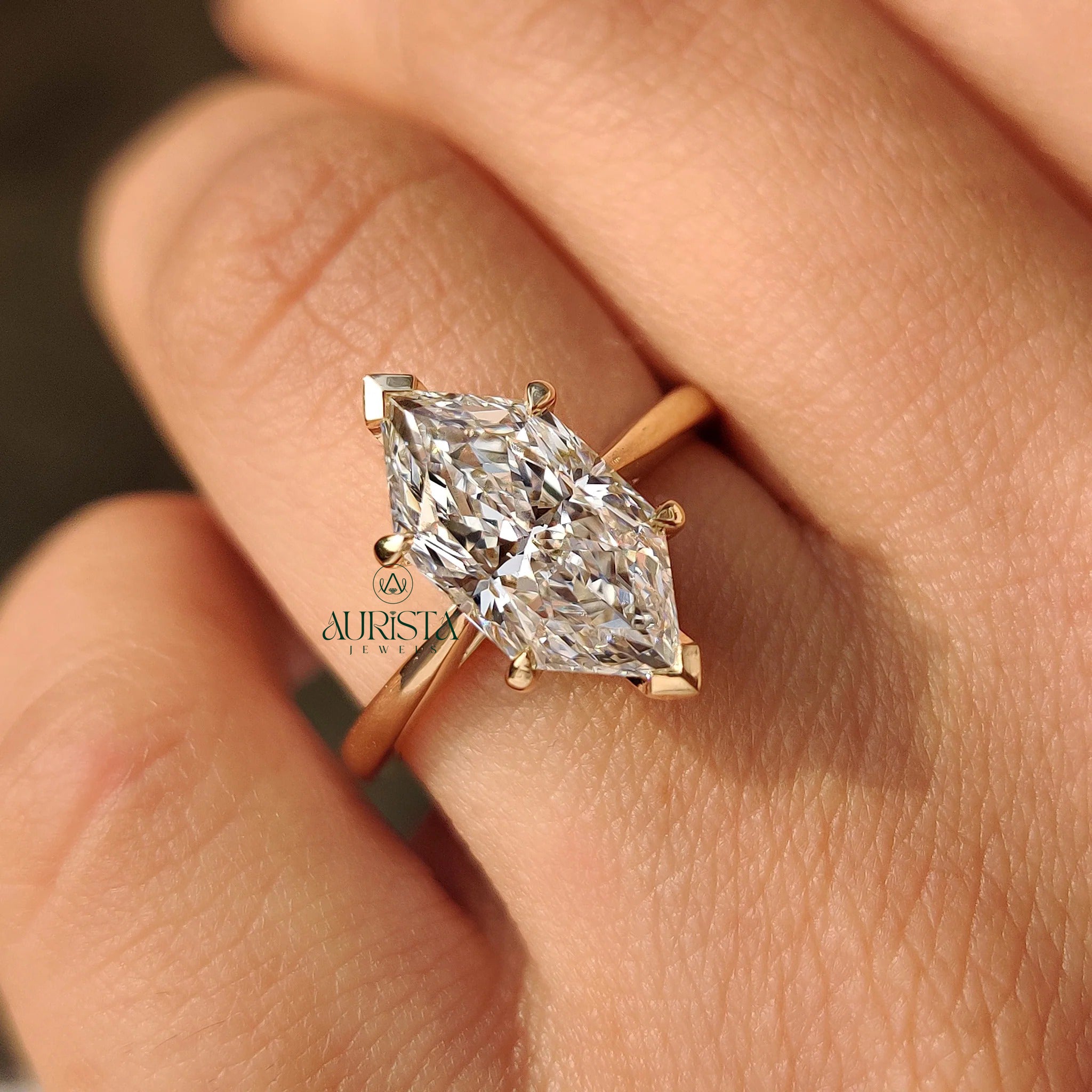 Lunavelle Marquise Cut Hidden Halo Solitaire Ring
