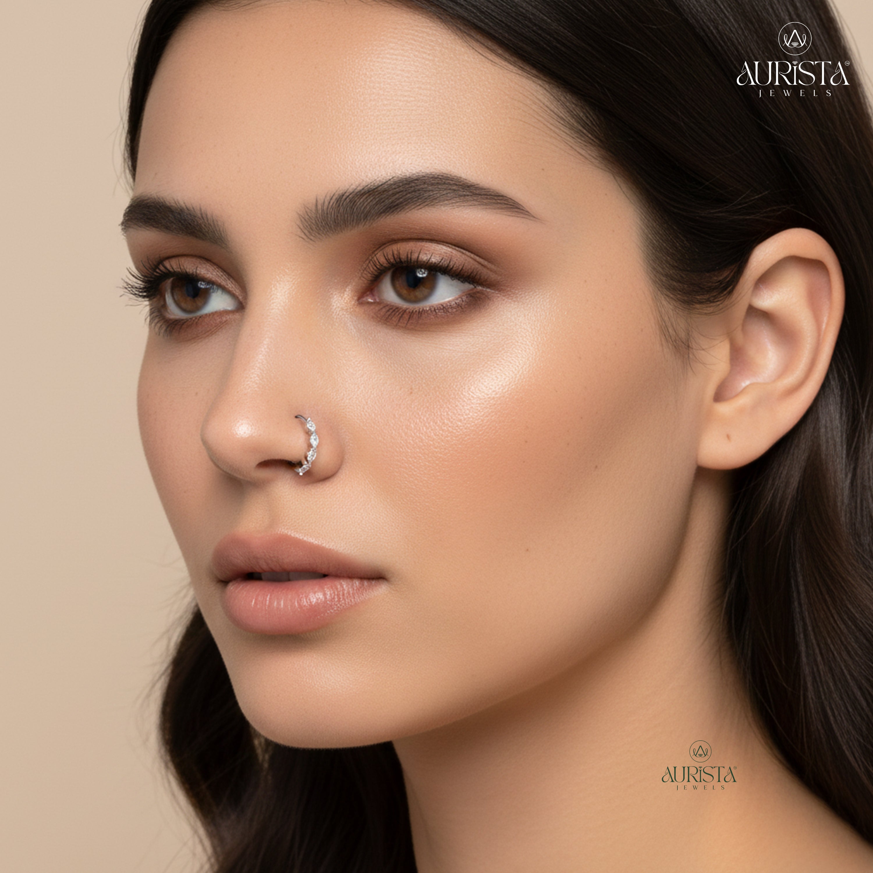 Forever Glow Rose Gold Marquise Diamond Nose Pin Ring