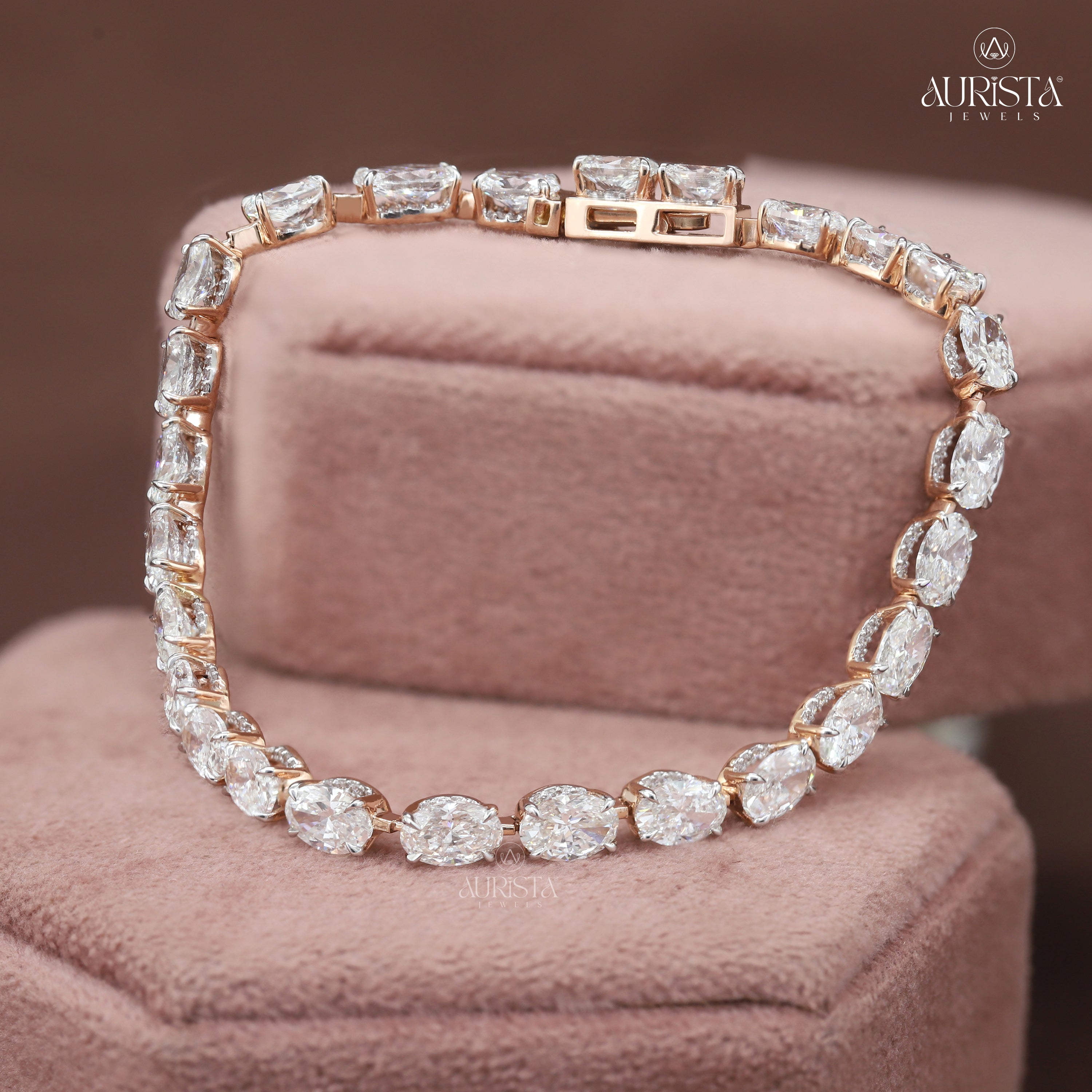 Endless Radiance – Rose Gold Oval Diamond Tennis Bracelet