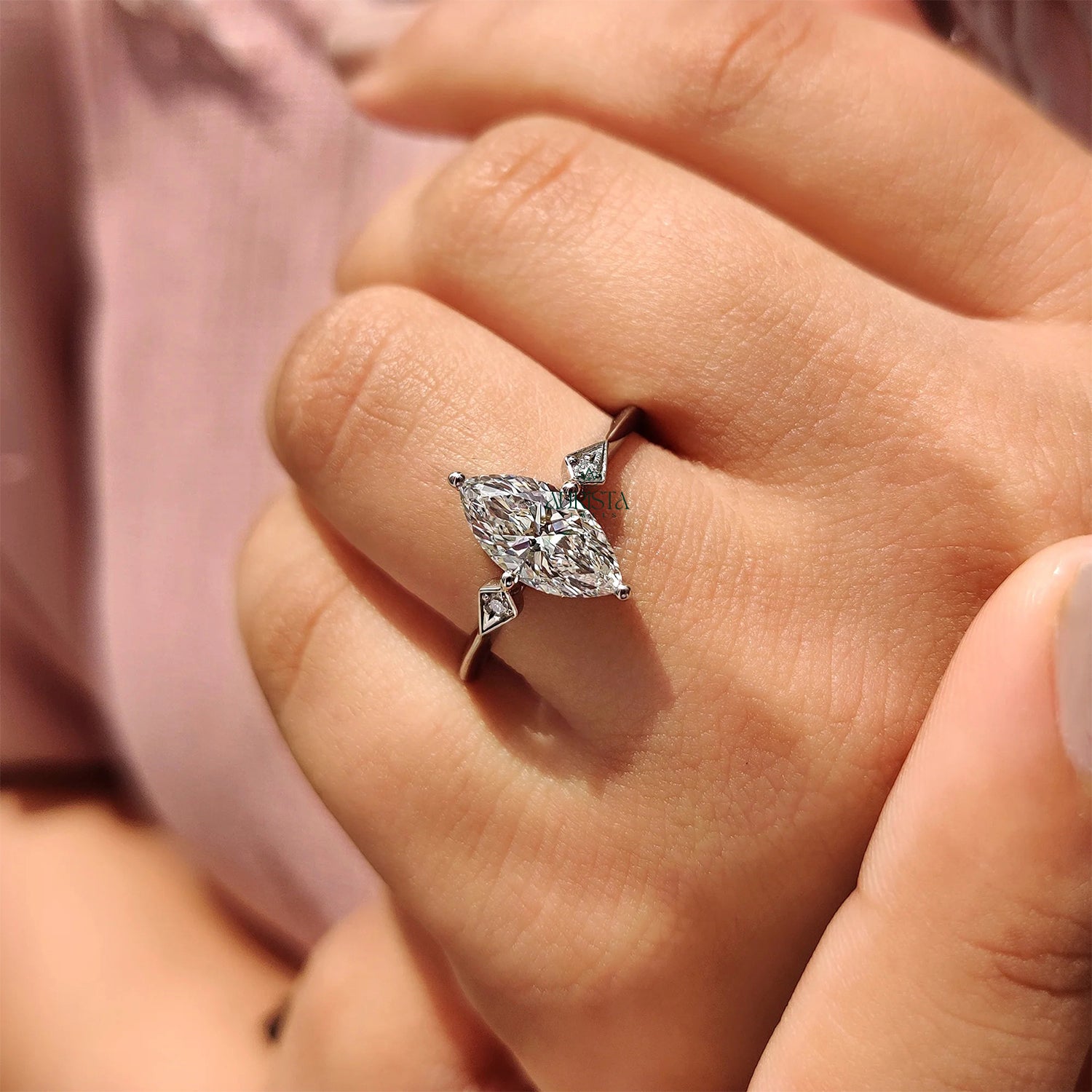 Celestique Marquise Cut Diamond Three Stone Ring
