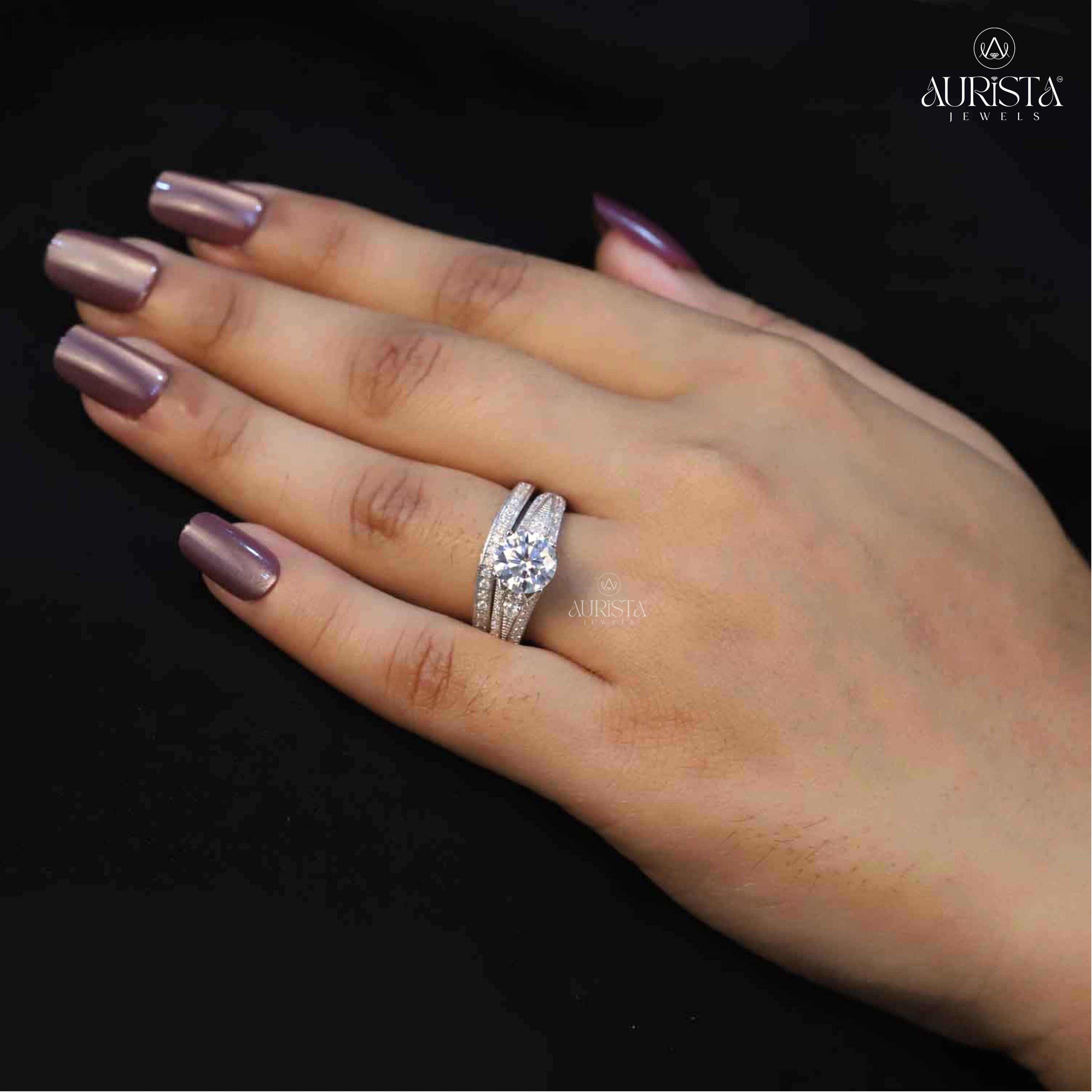 Eternal Touch – Custom Round White Diamond Ring With Band