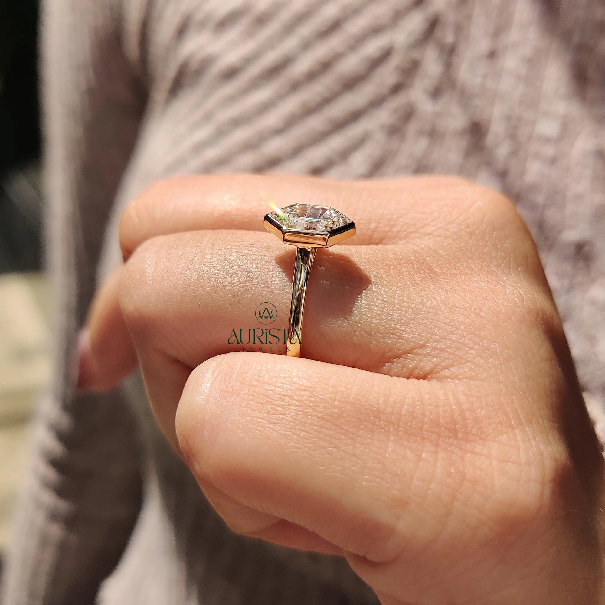 Modern Love Hexagon Solitaire Ring