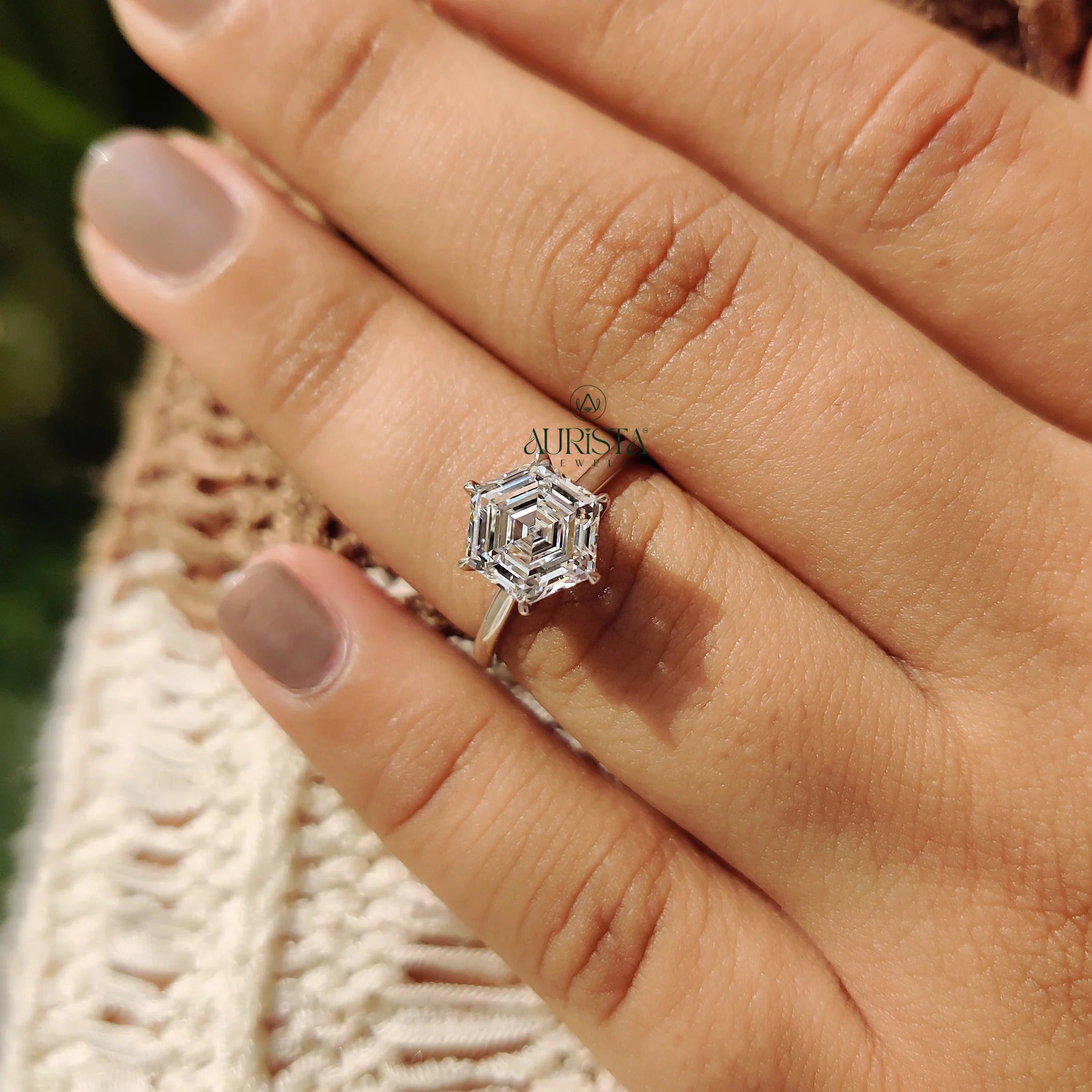 Rare Beauty Hexagon Solitaire Ring