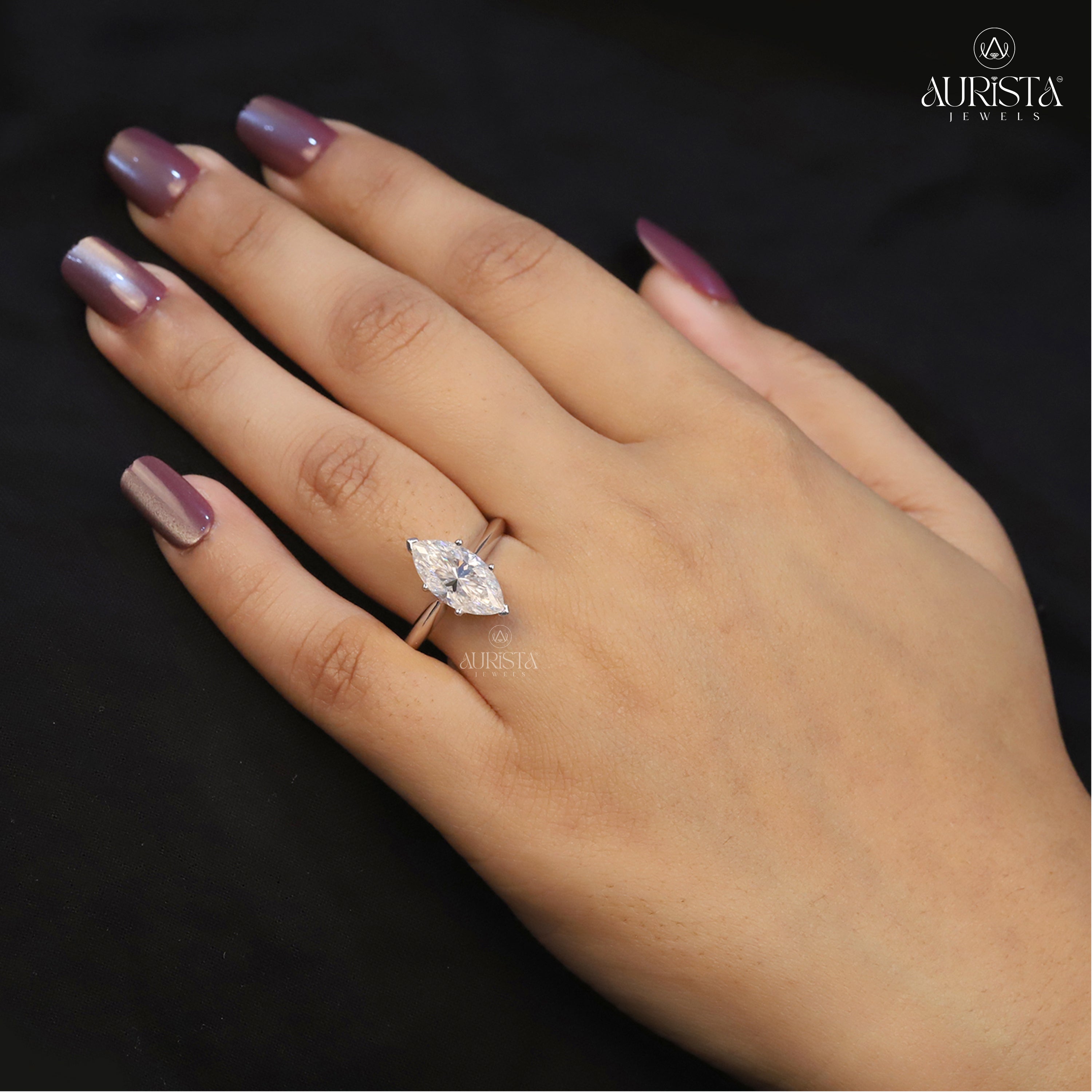Marquise Cut Lab Grown Diamond Engagement Ring, 3.00 Carats, Solitaire Wedding Ring