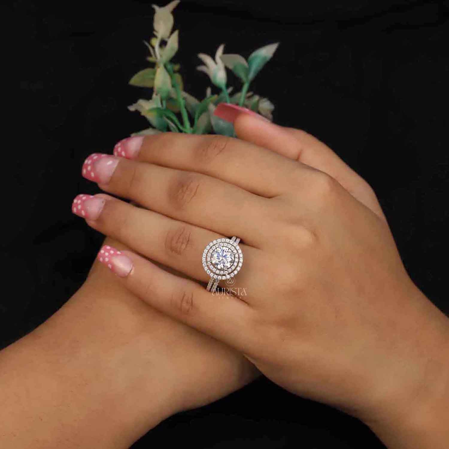 Gift of Love – Custom Round White Diamond Ring With Band
