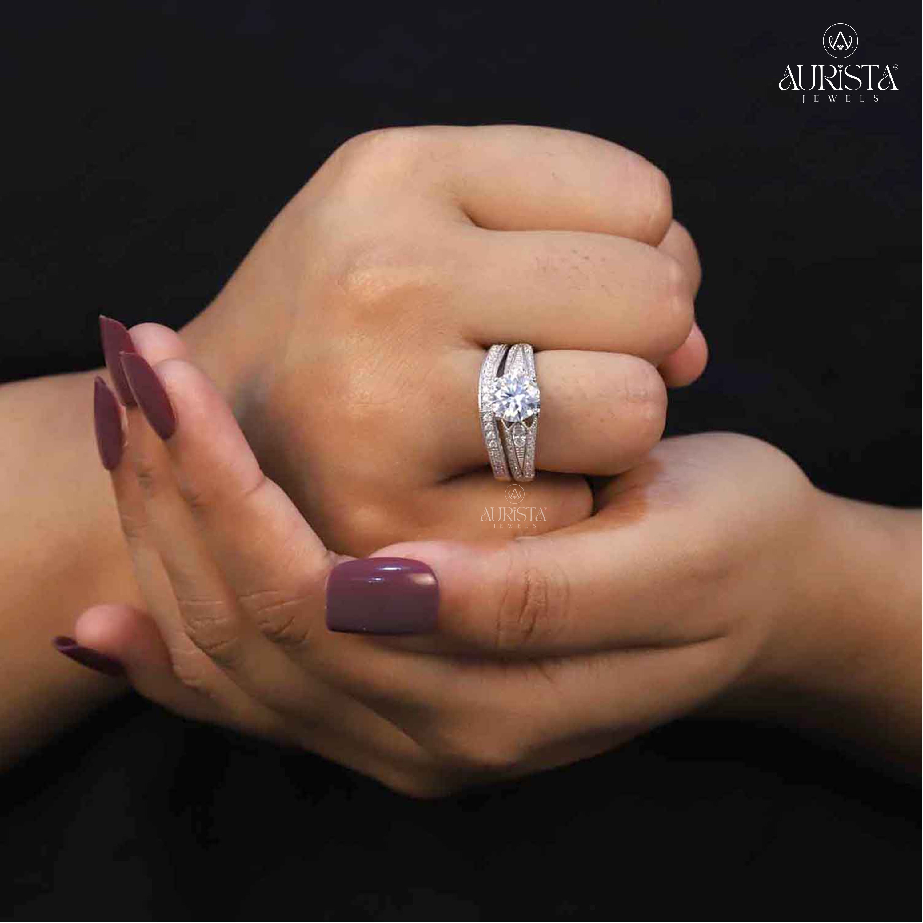 Eternal Touch – Custom Round White Diamond Ring With Band