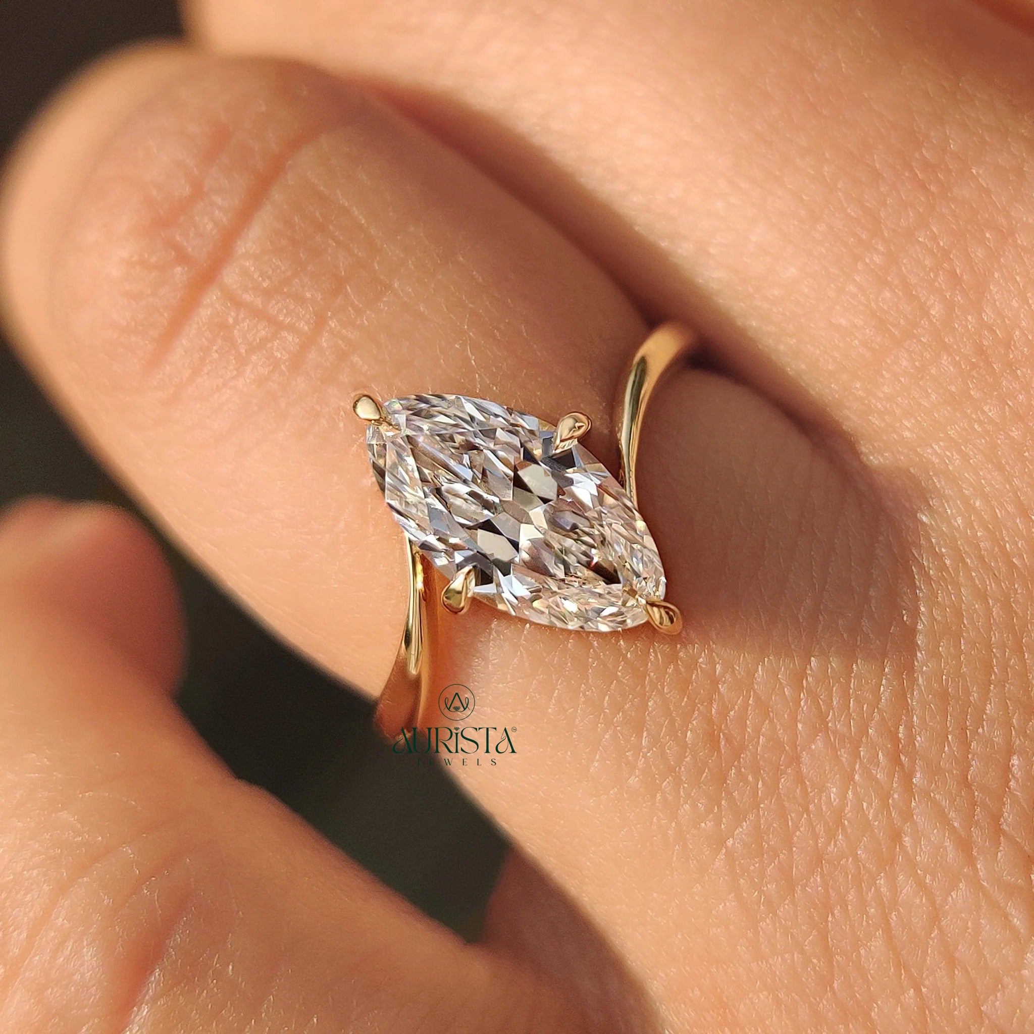 Marquise Diamond Solitaire Ring with Radiant Sparkle
