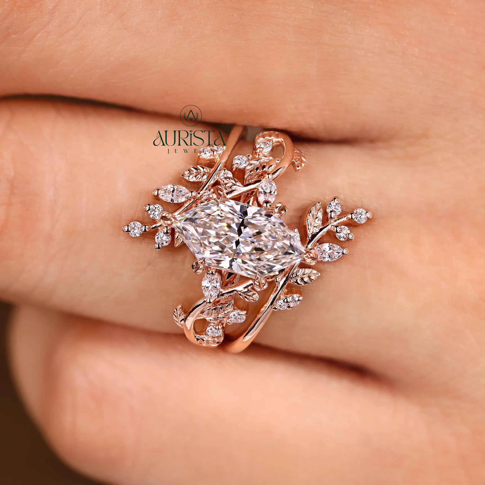 Elven Marquise Diamond Enchanted Twig Bridal Set