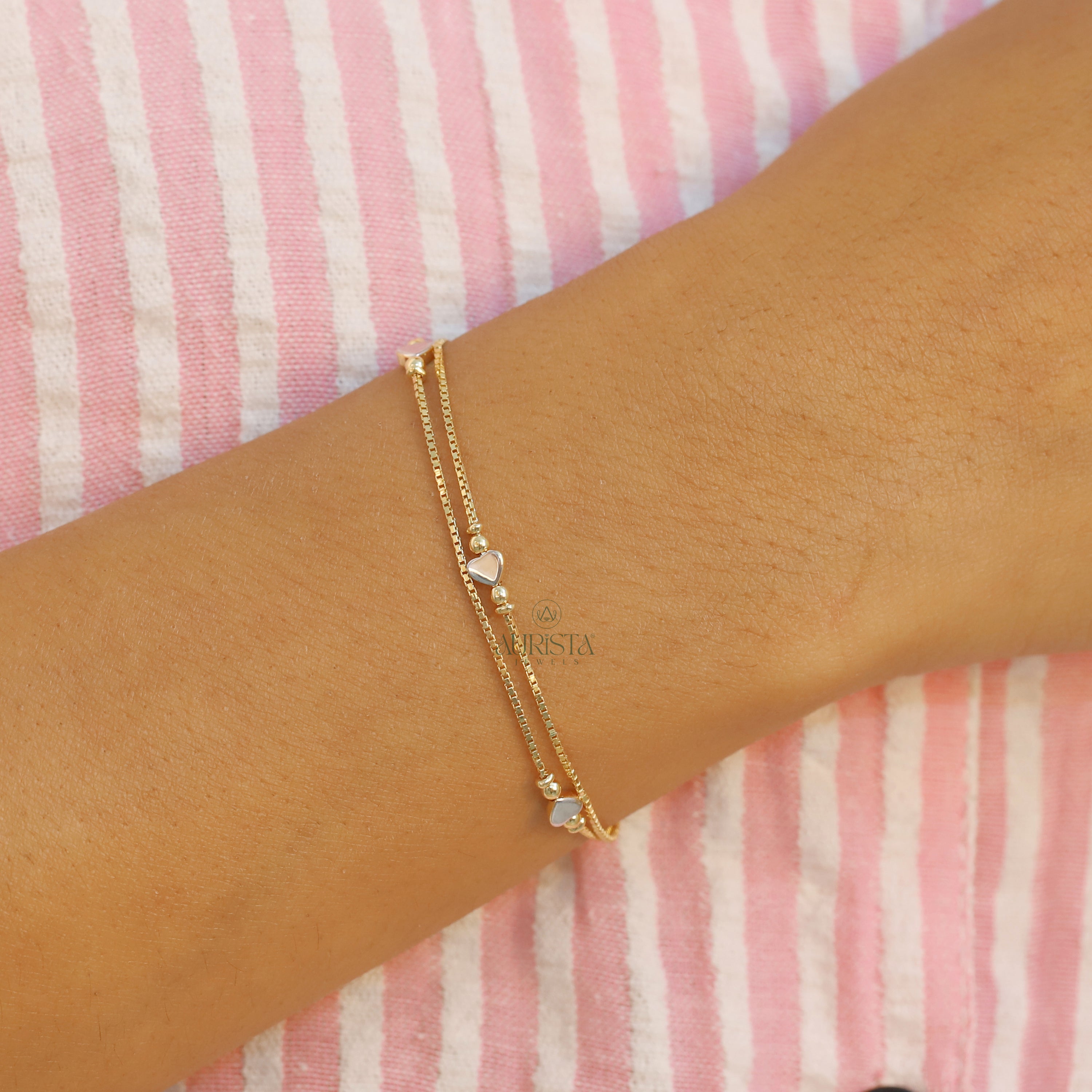 Shine of Love – Double Layer Heart Box-Chain Bracelet