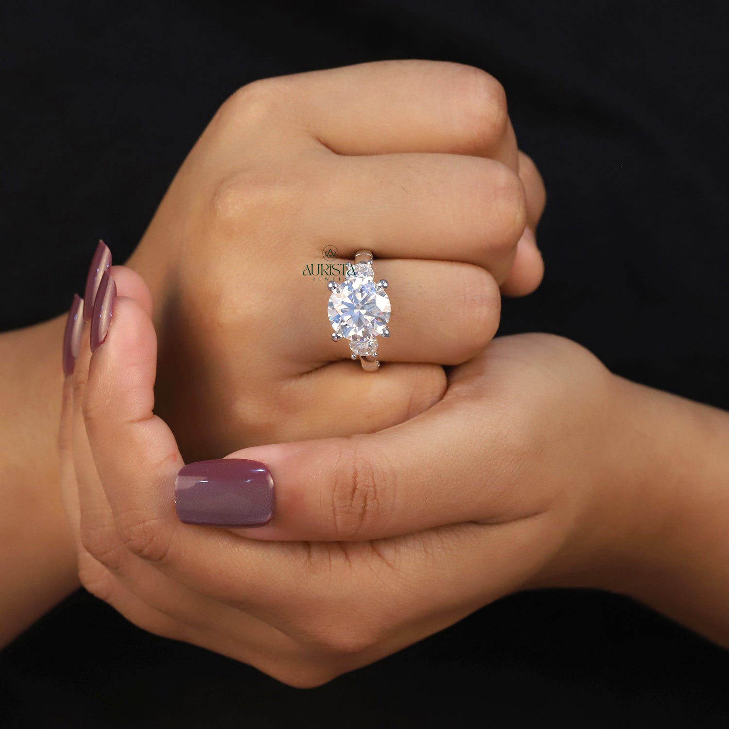 5 CT Lab Grown Diamond Three Stone Ring, Round Cut Anniversary Gift Ring
