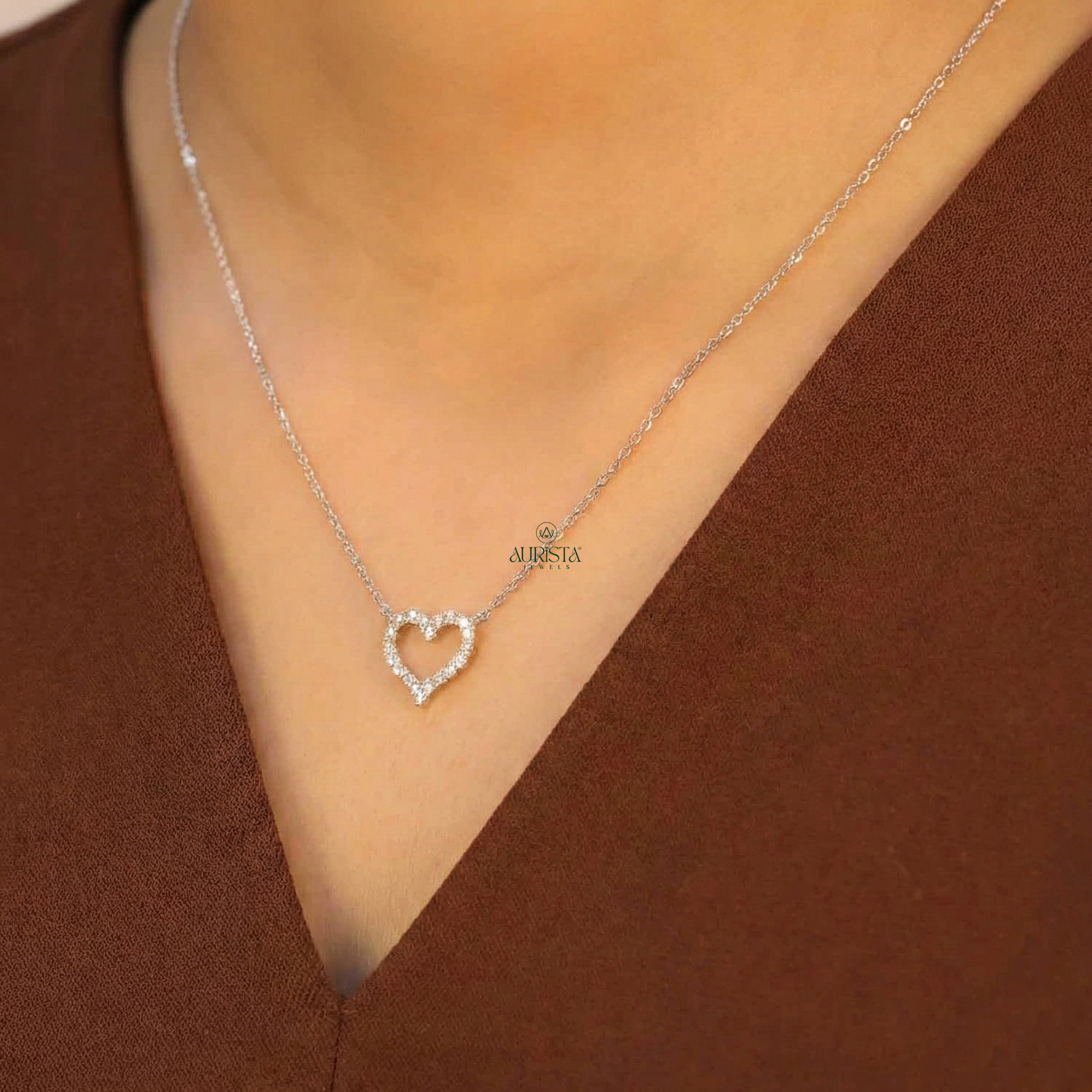 Hold Forever of Round Diamond Pendant in White Gold