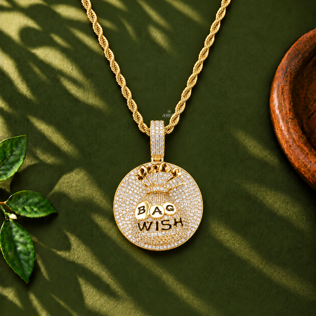 Bag Wish Money Bag Pendant Moissanite in Diamond Silver Hip Hop Fine Jewelry