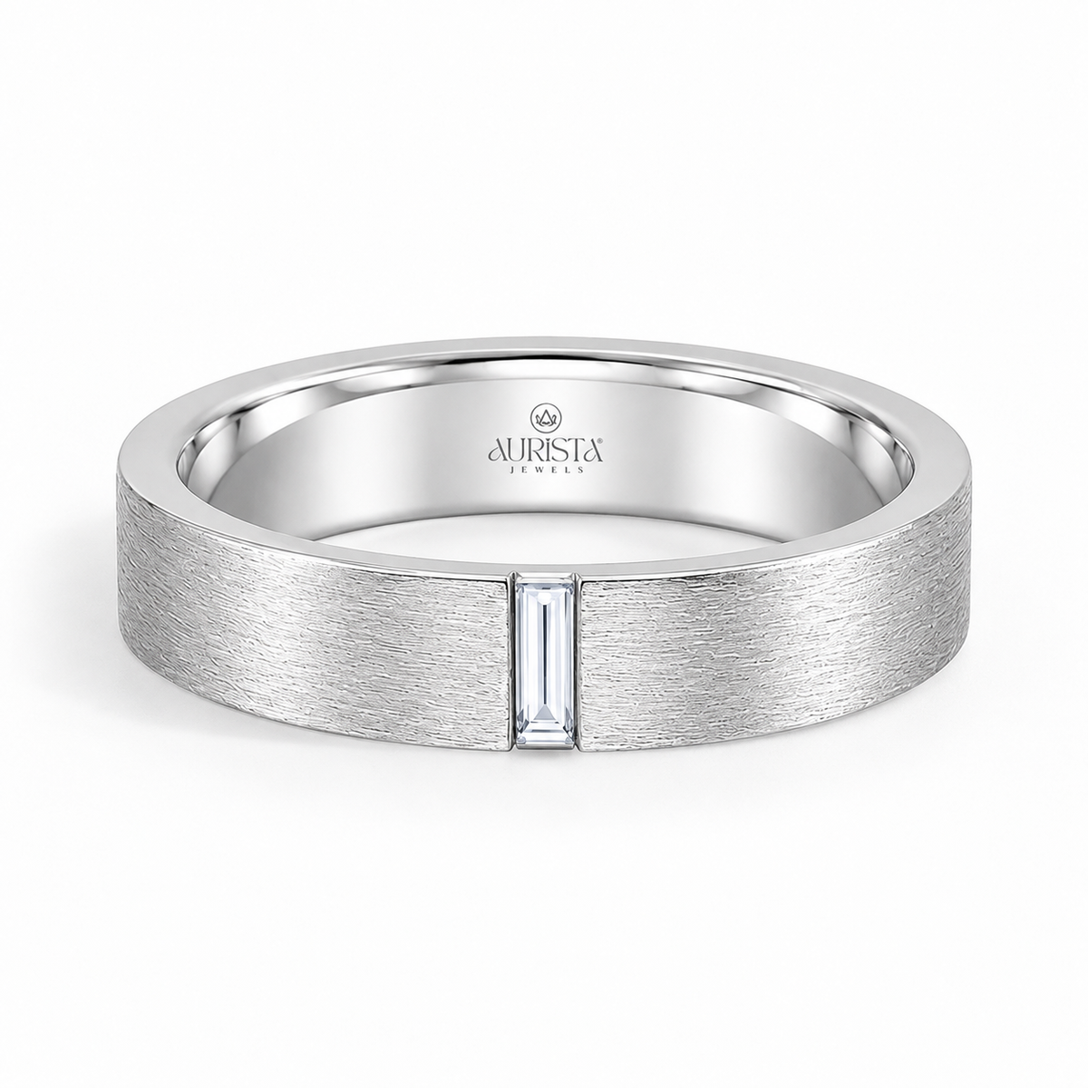 Wave of Purity Yellow Band with Baguette Diamond