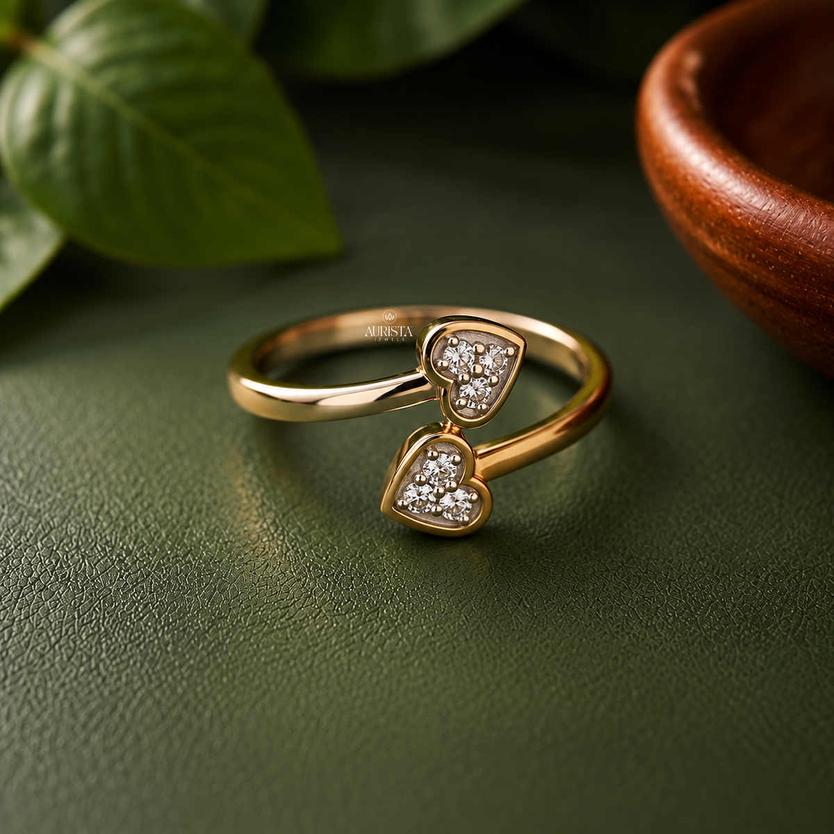 Lab Grown Diamond Gold Cluster Ring Bypass Wrap Ring Dainty Stacking Ring Chic