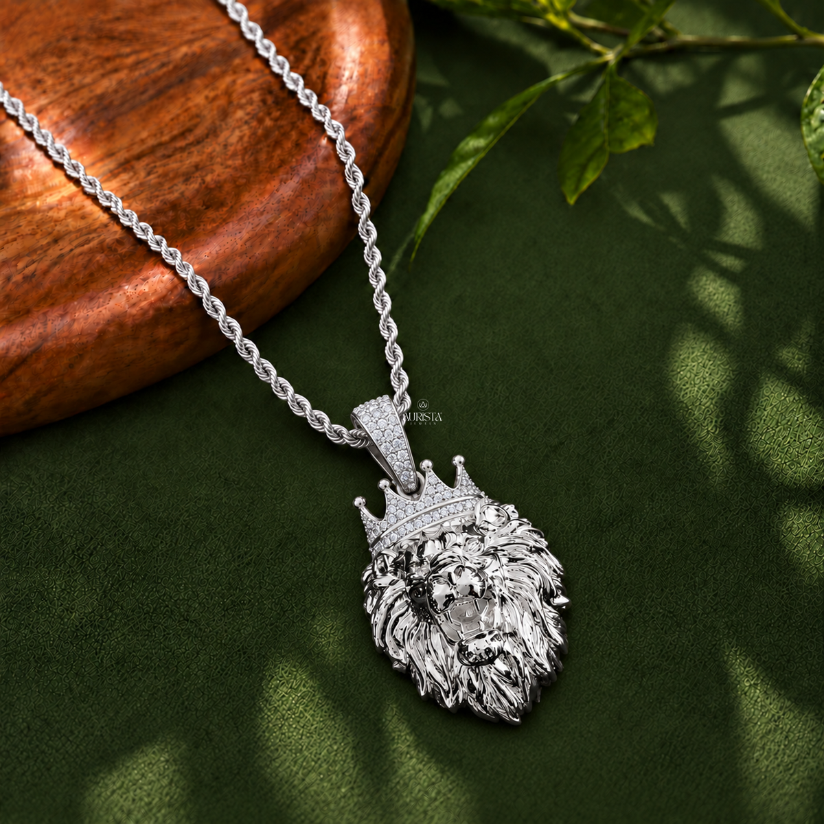 Lion King Crown Pendant Moissanite in Diamond Silver Hip Hop Fine Jewelry Charm