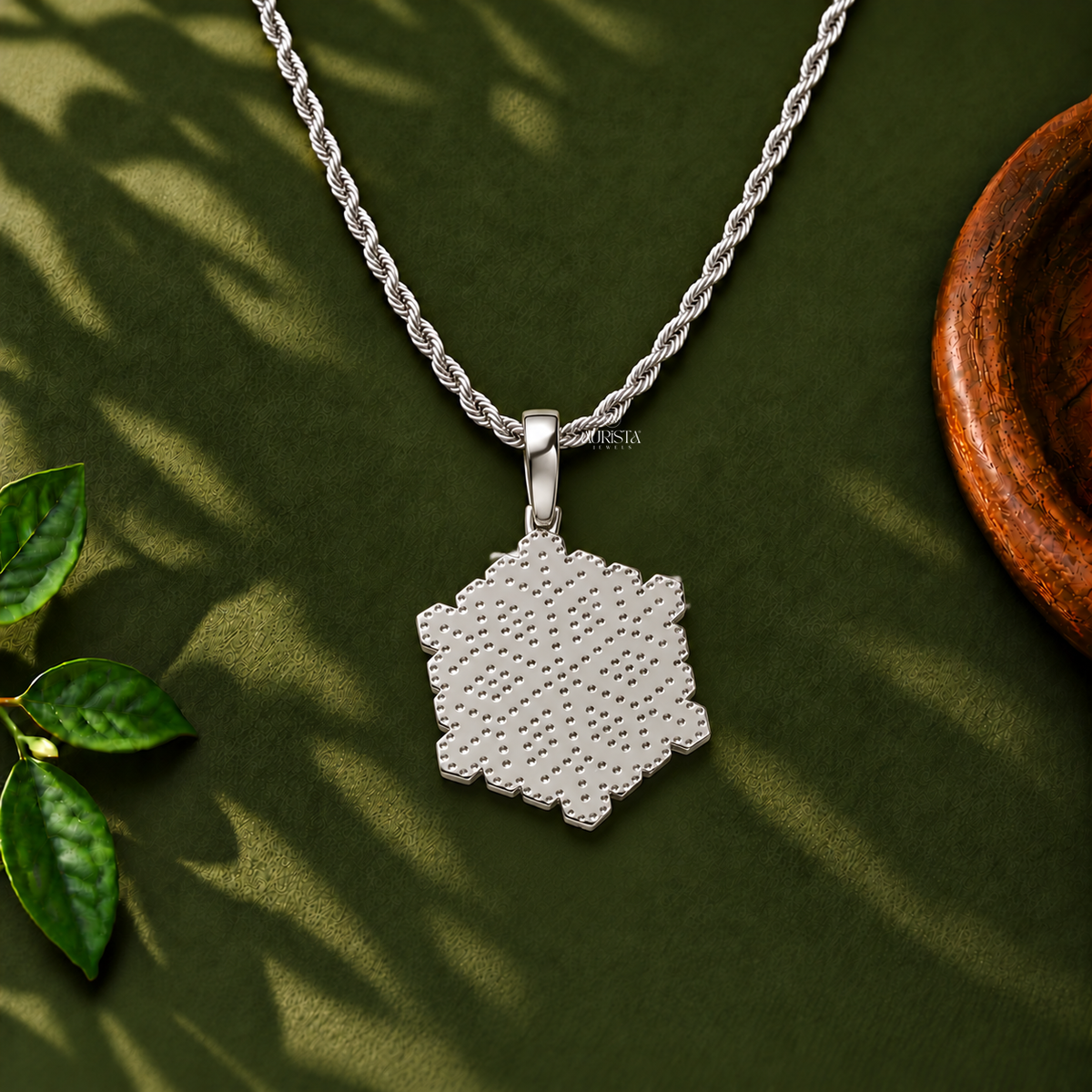 Winter Snowflake Pendant Necklace Charm Moissanite in Diamond Luxury Ice Jewelry