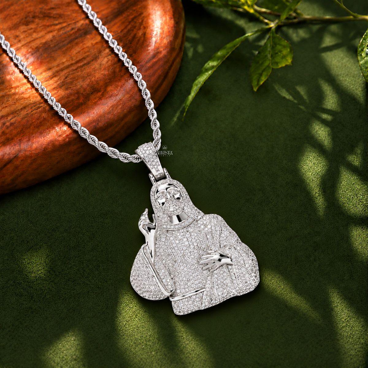 Blessing Saint Pendant Moissanite in Diamond Silver Hip Hop Fine Jewelry Charm