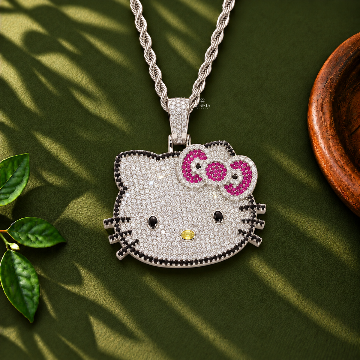 Iced Out Kitty Cat Pendant Moissanite in Diamond Silver Hip Hop Jewelry Charm