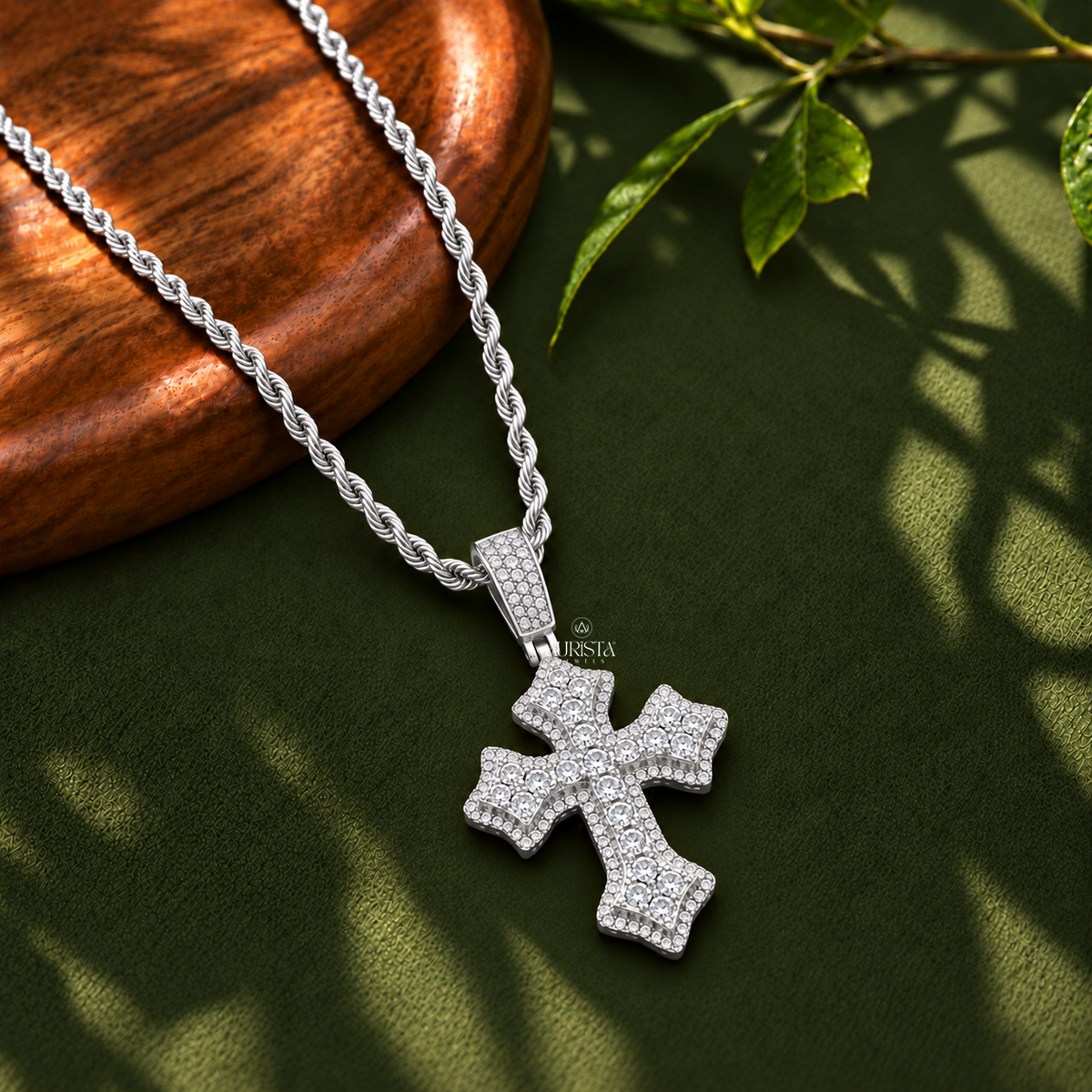 Ornate Vintage Cross Charm Moissanite in Diamond Luxury Hip Hop Pendant
