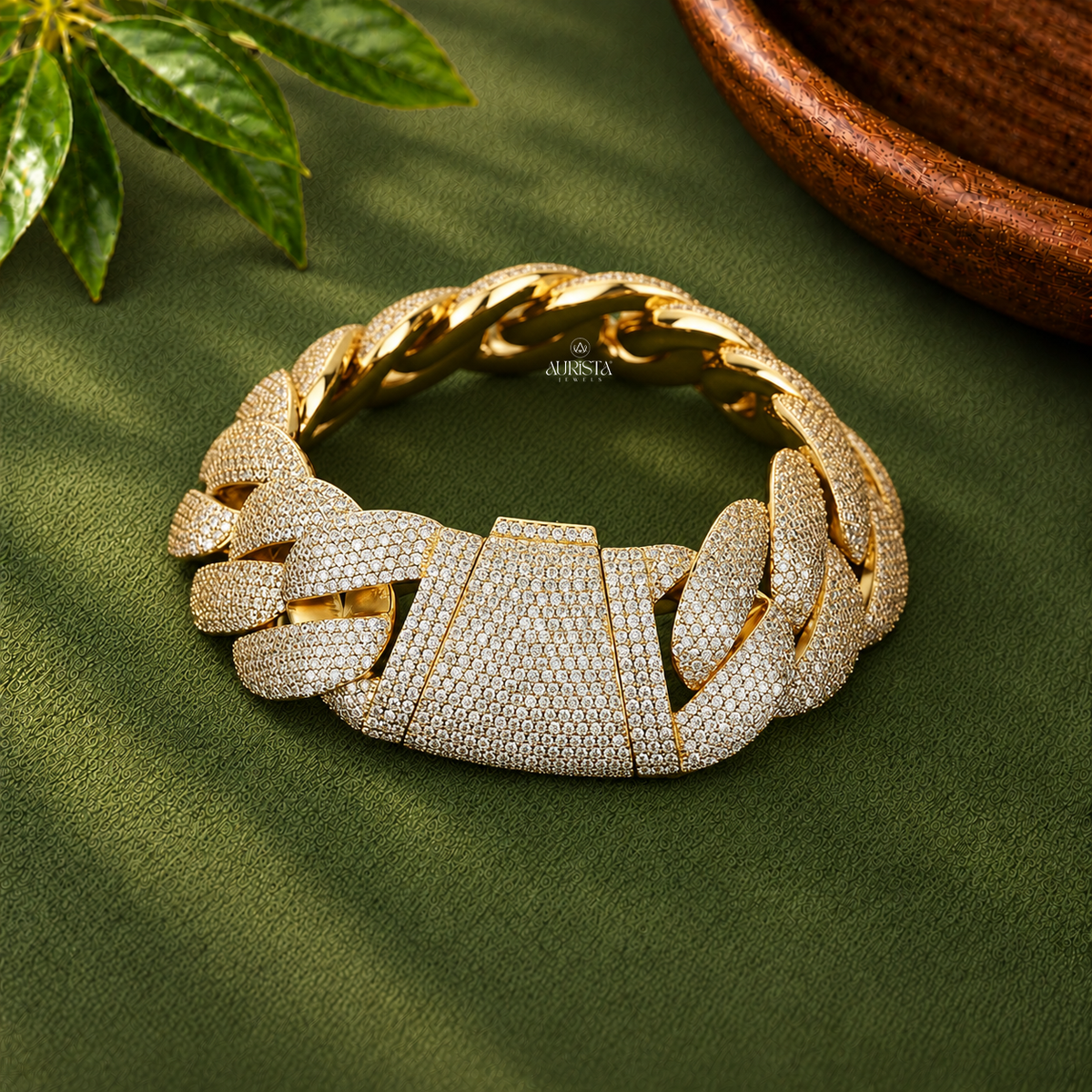 Heavy Pave Miami Cuban Chain Bracelet Moissanite in Diamond Luxury Link Band