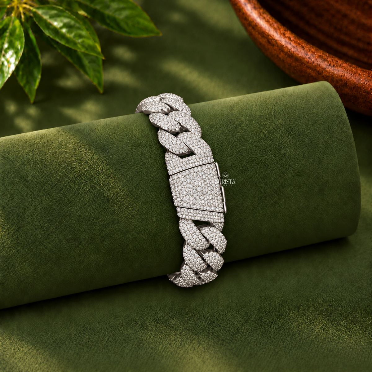 Heavy Pave Miami Cuban Chain Bracelet Moissanite in Diamond Luxury Link Band