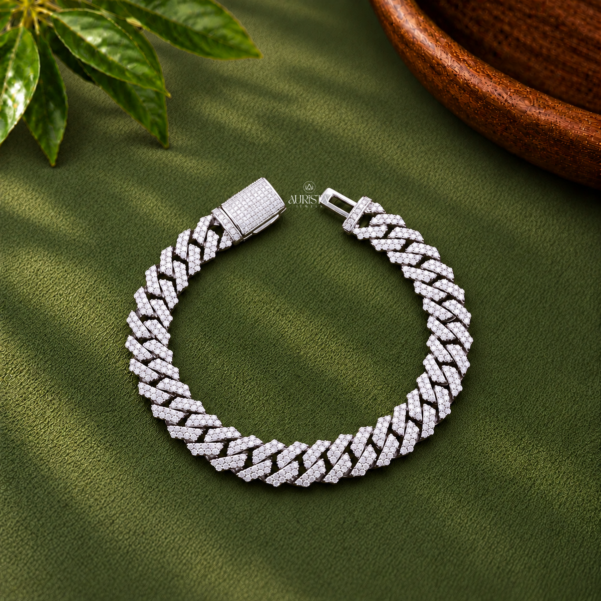 Iced Out Cuban Link Chain Bracelet Moissanite Diamond Hip Hop Fine Jewelry