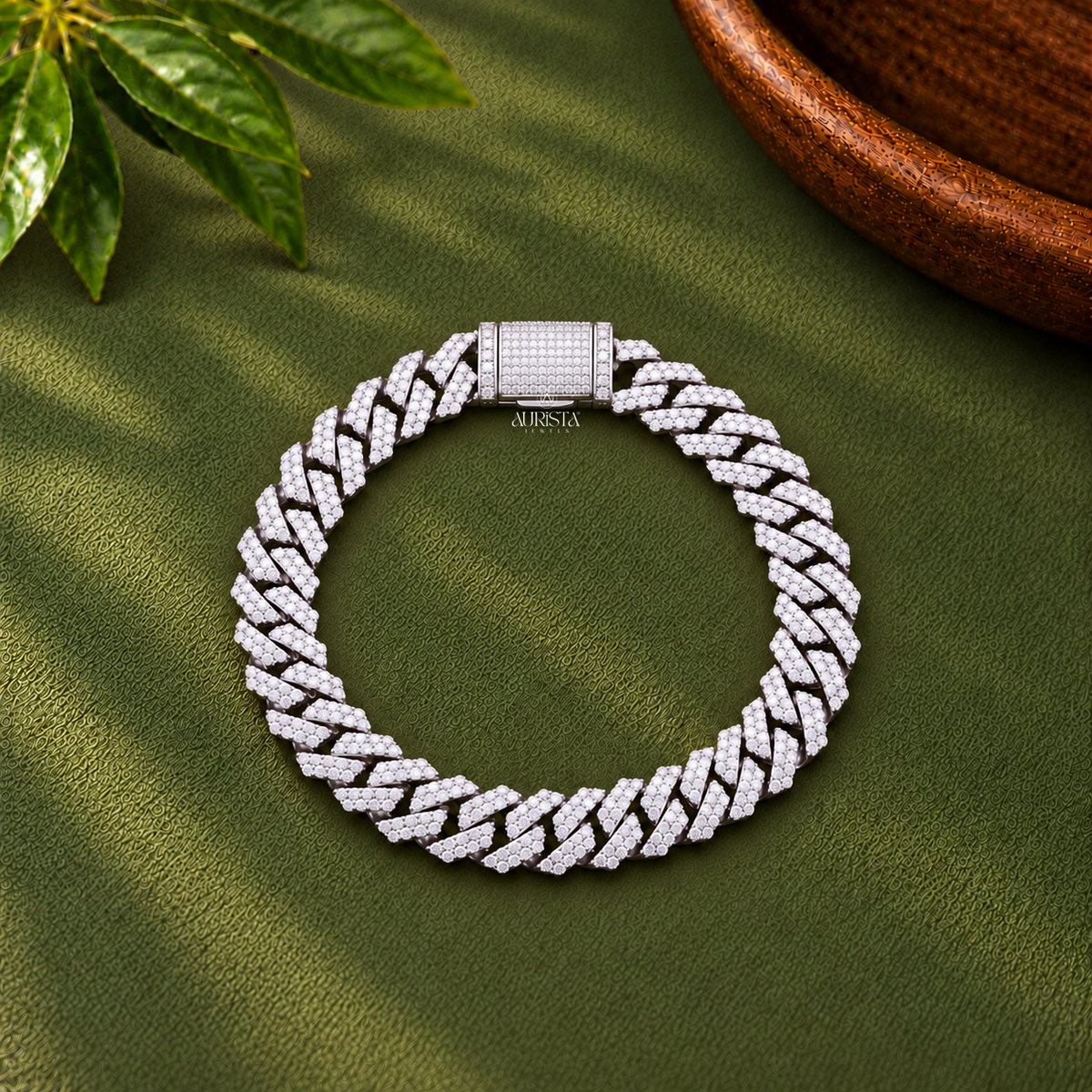 Iced Out Cuban Link Chain Bracelet Moissanite Diamond Hip Hop Fine Jewelry