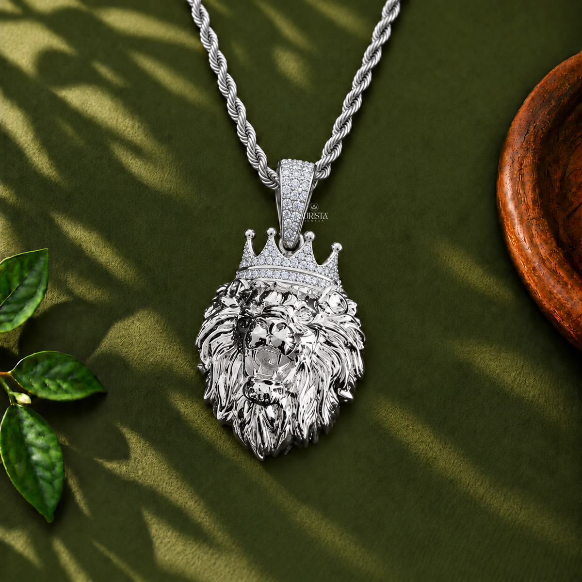 Lion King Crown Pendant Moissanite in Diamond Silver Hip Hop Fine Jewelry Charm