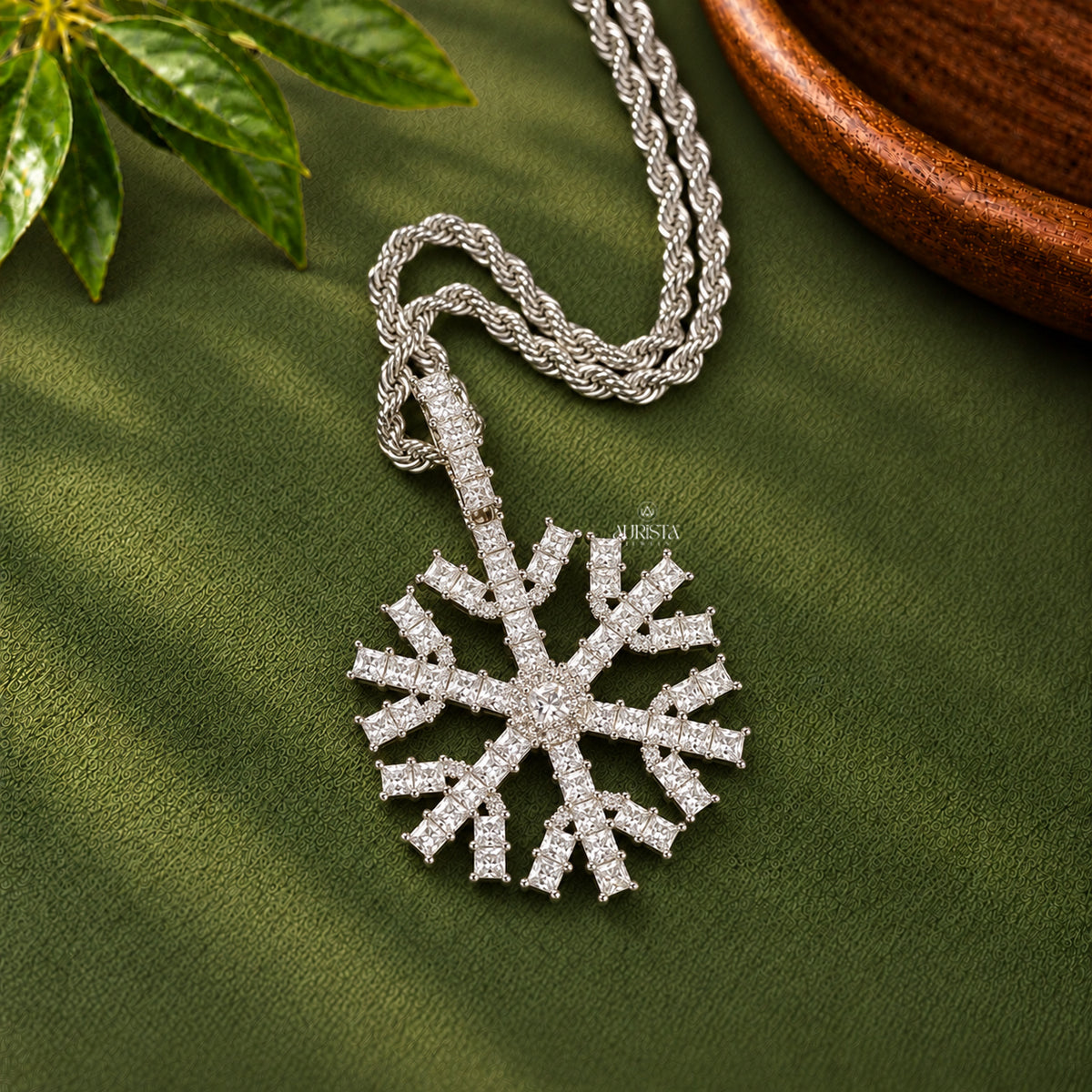 Snowflake Pendant Moissanite in Diamond Silver Fine Jewelry Without Chain