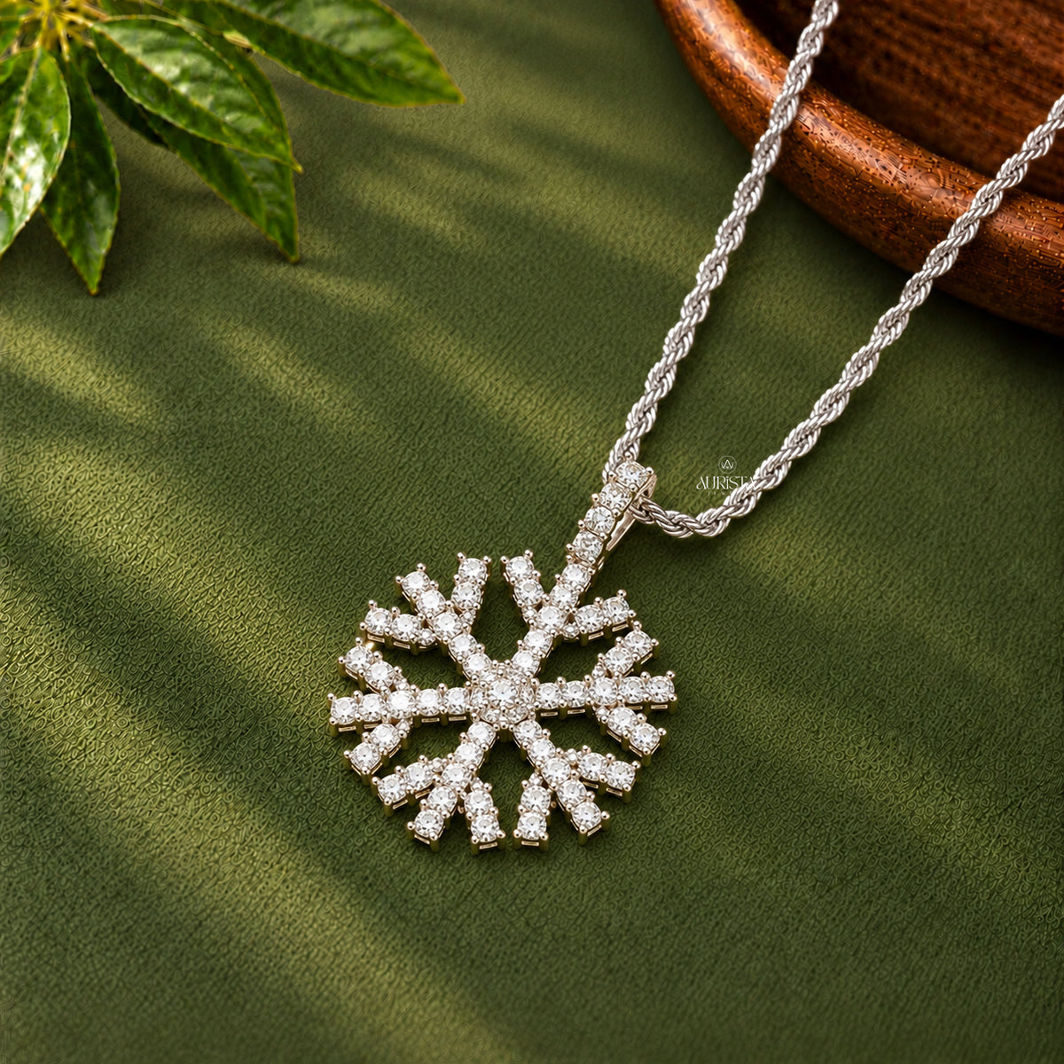 Snowflake Pendant Moissanite in Diamond Silver Fine Jewelry Without Chain