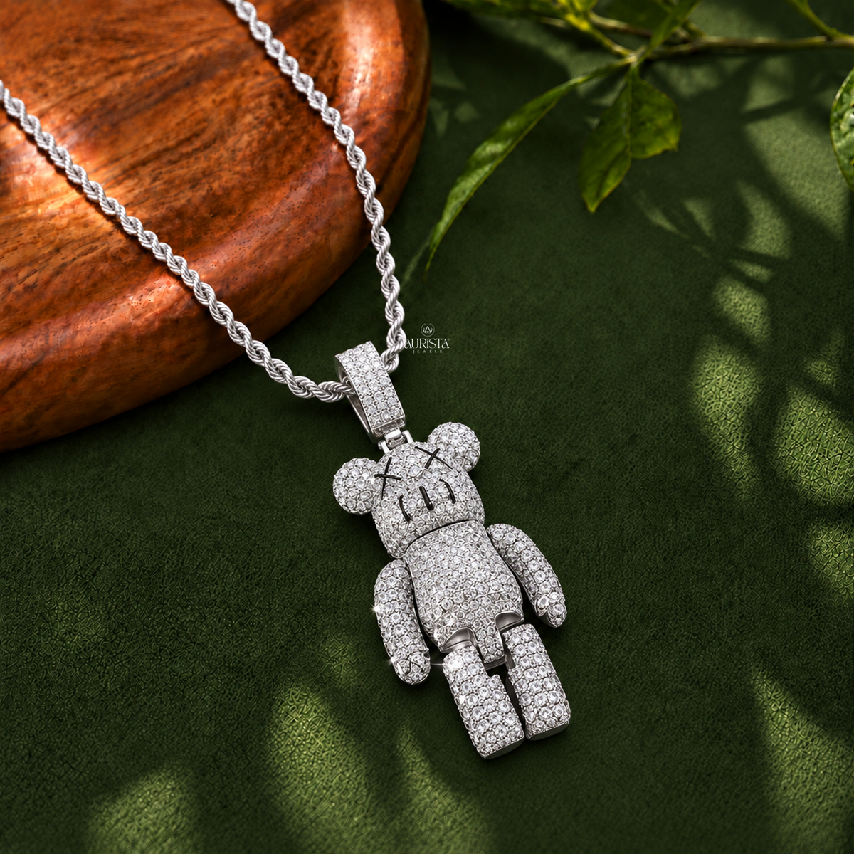 Iced Out Bear Pendant Moissanite in Diamond Silver Hip Hop Fine Jewelry Charm