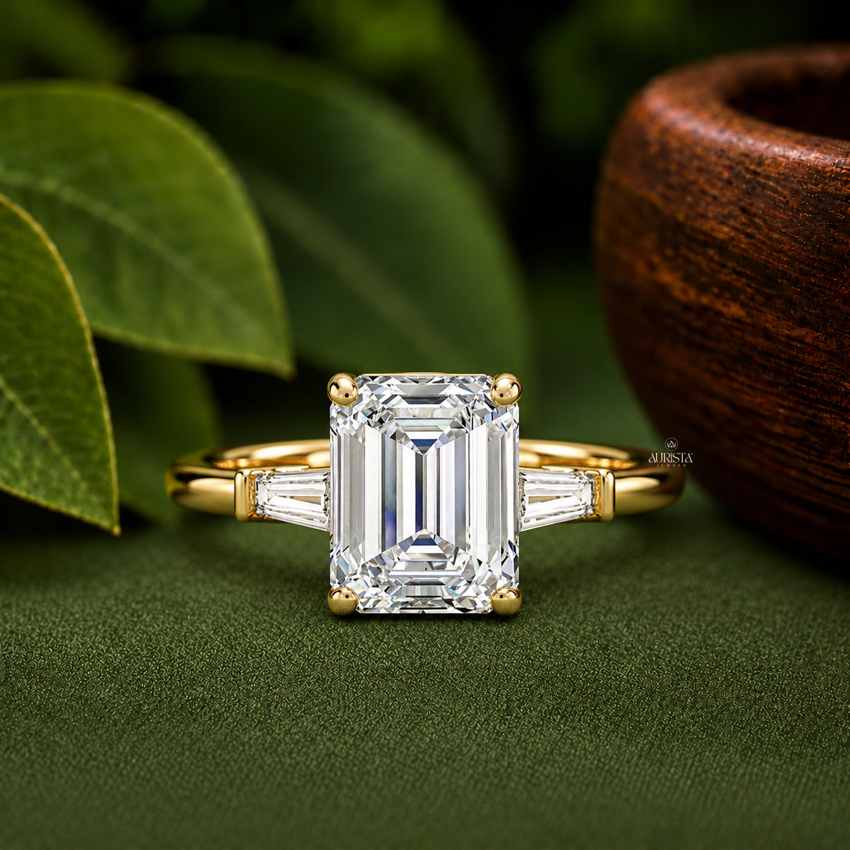Emerald Lab Grown Diamond Ring, Tapered Baguette Promise Ring Anniversary Band