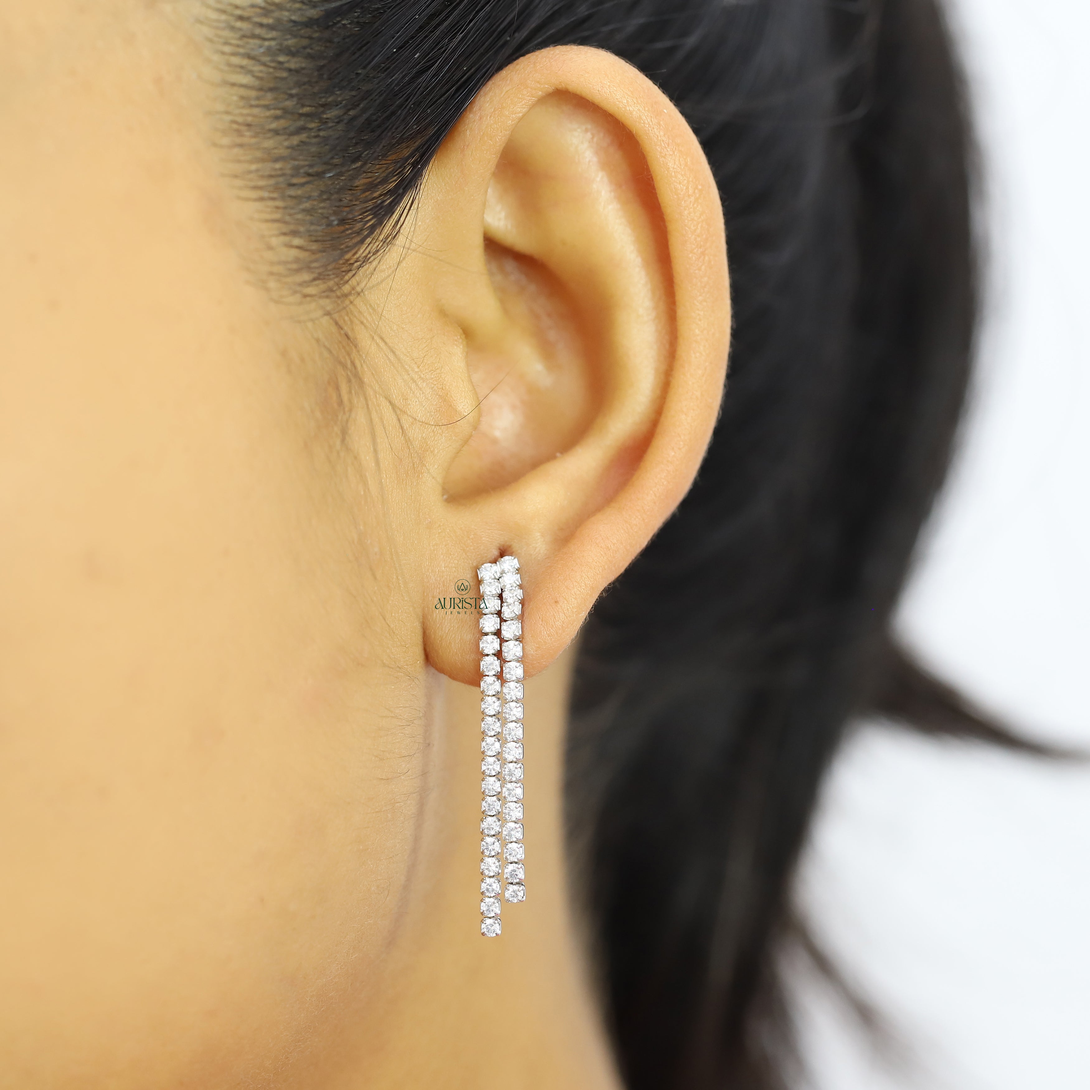 Round Cut Moissanite Tassel Necklace Elegant Statement Jewelry Bridal Gift For Her