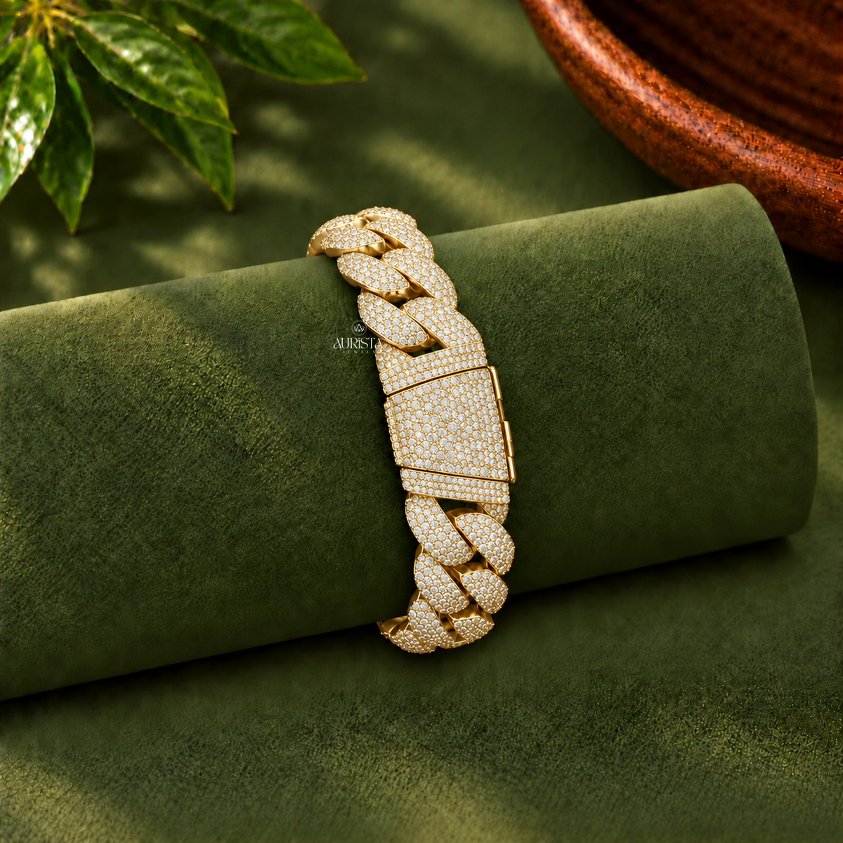 Heavy Pave Miami Cuban Chain Bracelet Moissanite in Diamond Luxury Link Band
